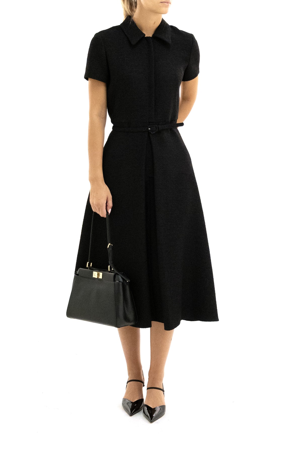 FENDI Abito in lana boucle di colore nero, vista 2