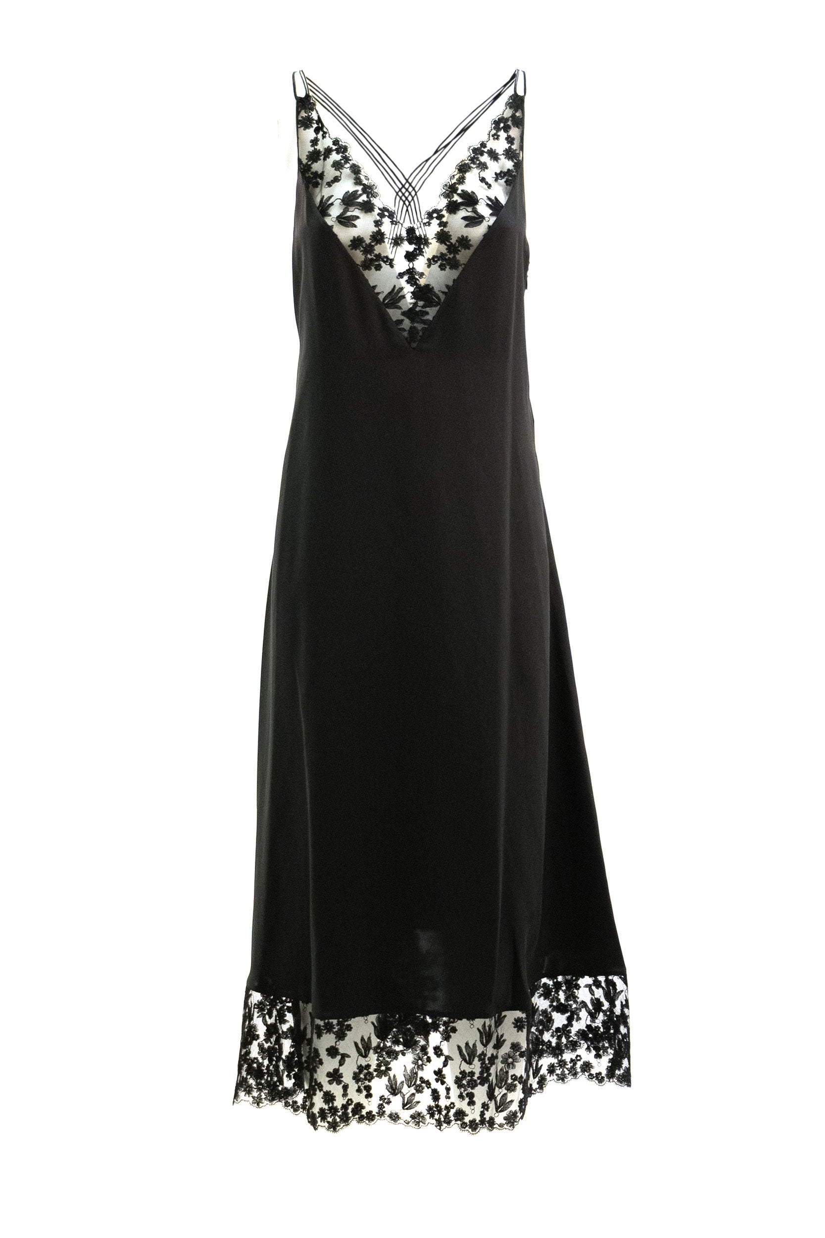 Abito midi in seta di colore nero<BR/> FDD656 ARF5 F0QA1 FENDI