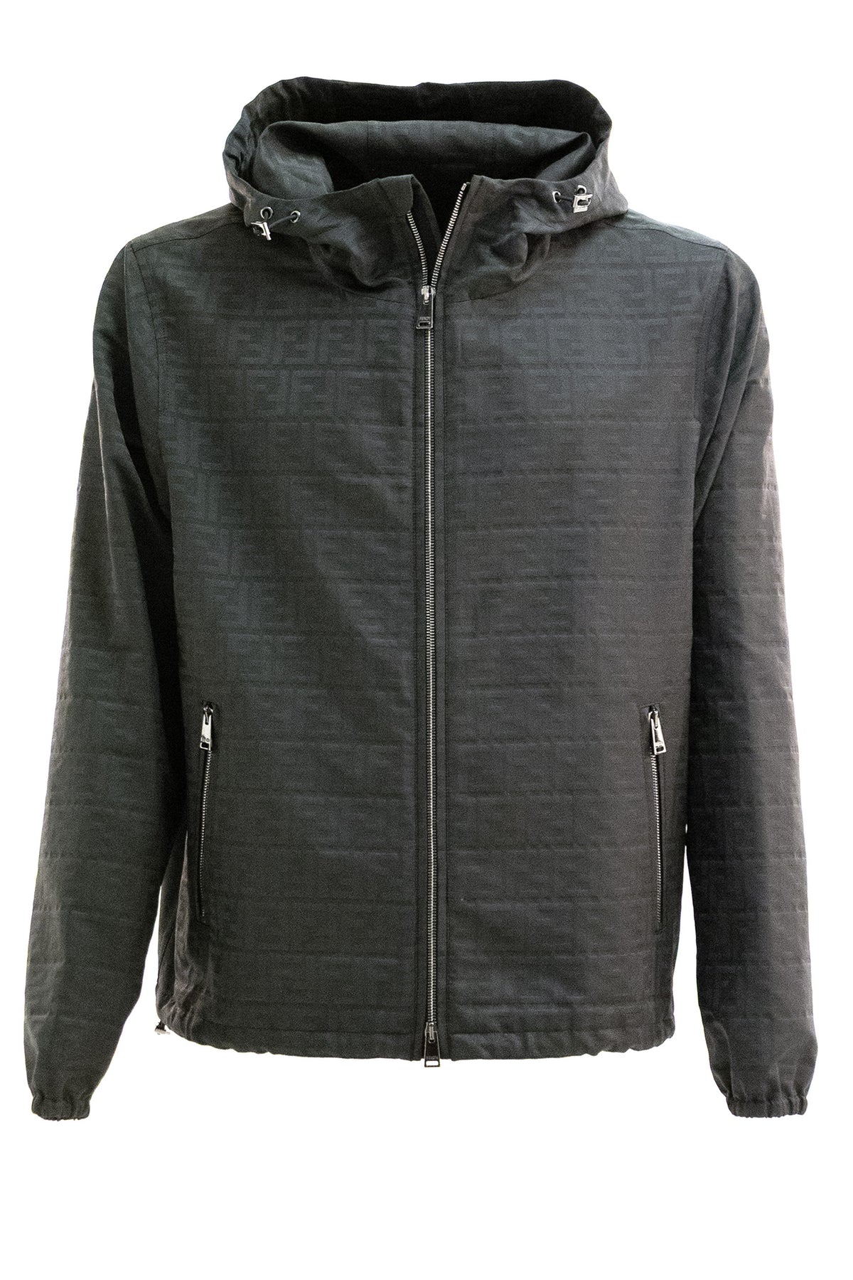 FENDI Blouson in nylon jacquard FF Zucca di colore nero
