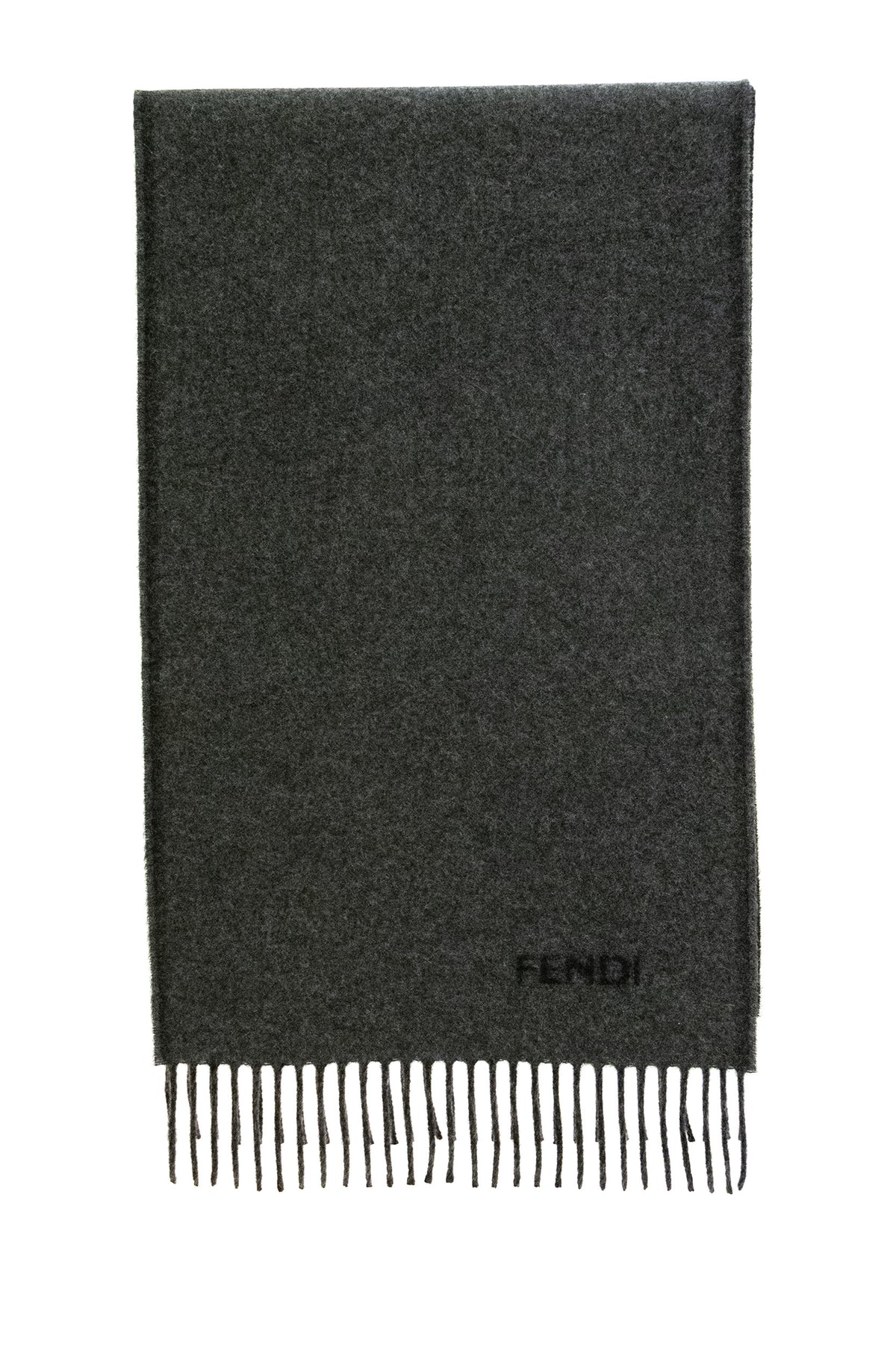 FENDI Sciarpa reversibile in cashmere di colore grigio, Grigio/nero
