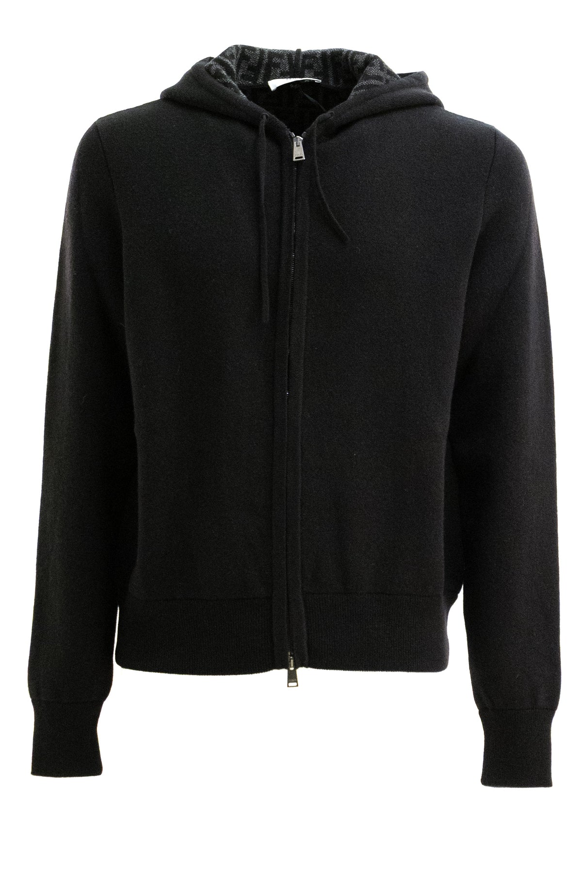 FENDI Felpa con cappuccio in cashmere di colore nero, Nero/grigio