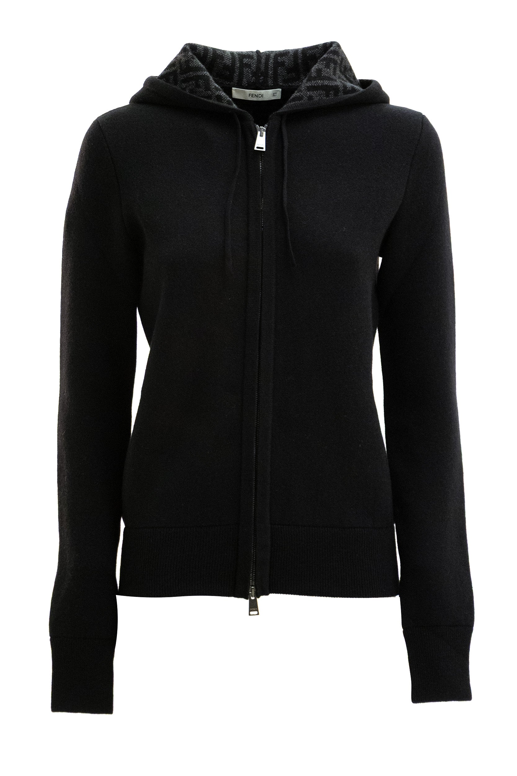 FENDI Cashmere Hoodie, Black/grey