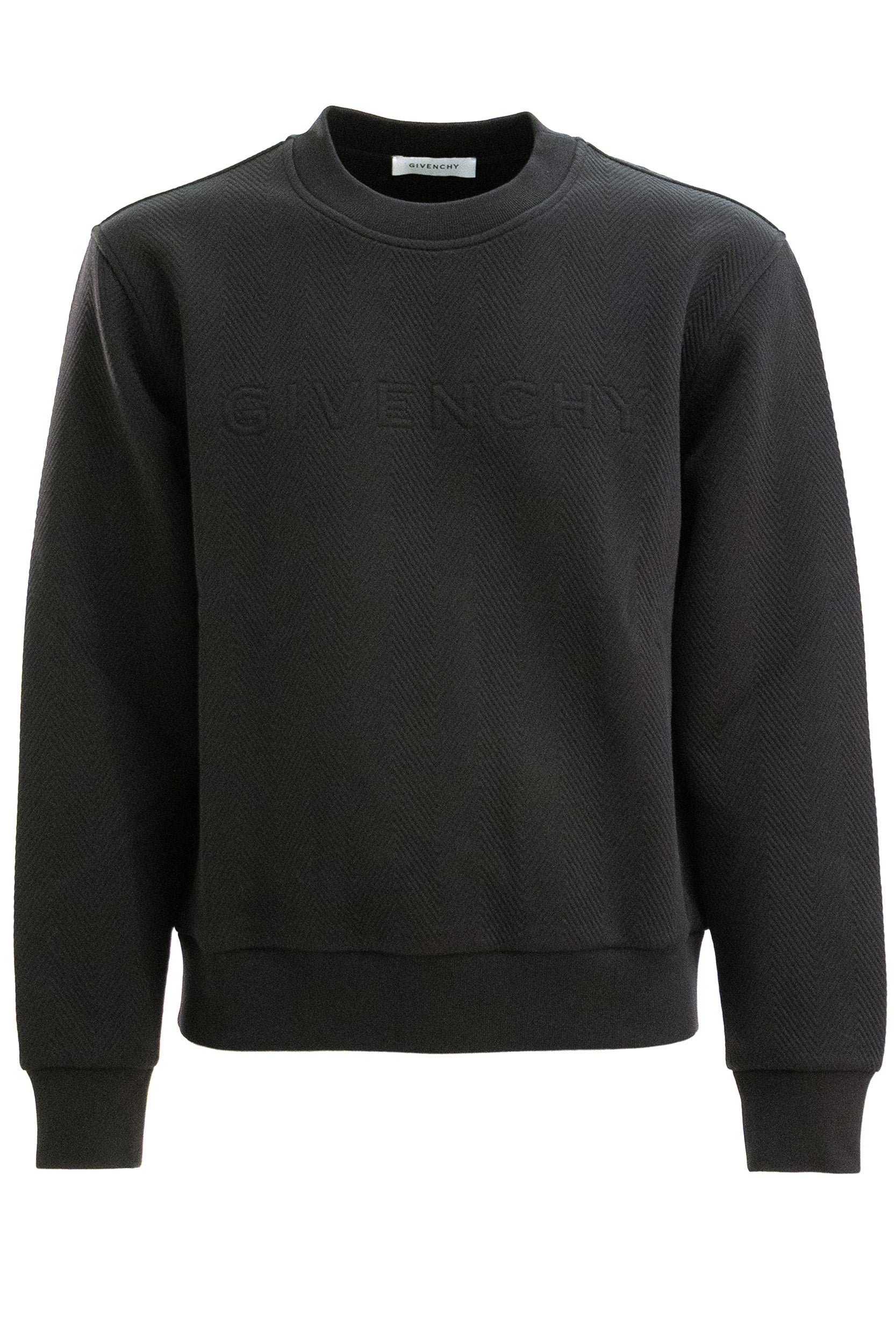 Felpa in cotone con motivo chevron di colore nero<BR/> BM90XS3YT9 001 GIVENCHY