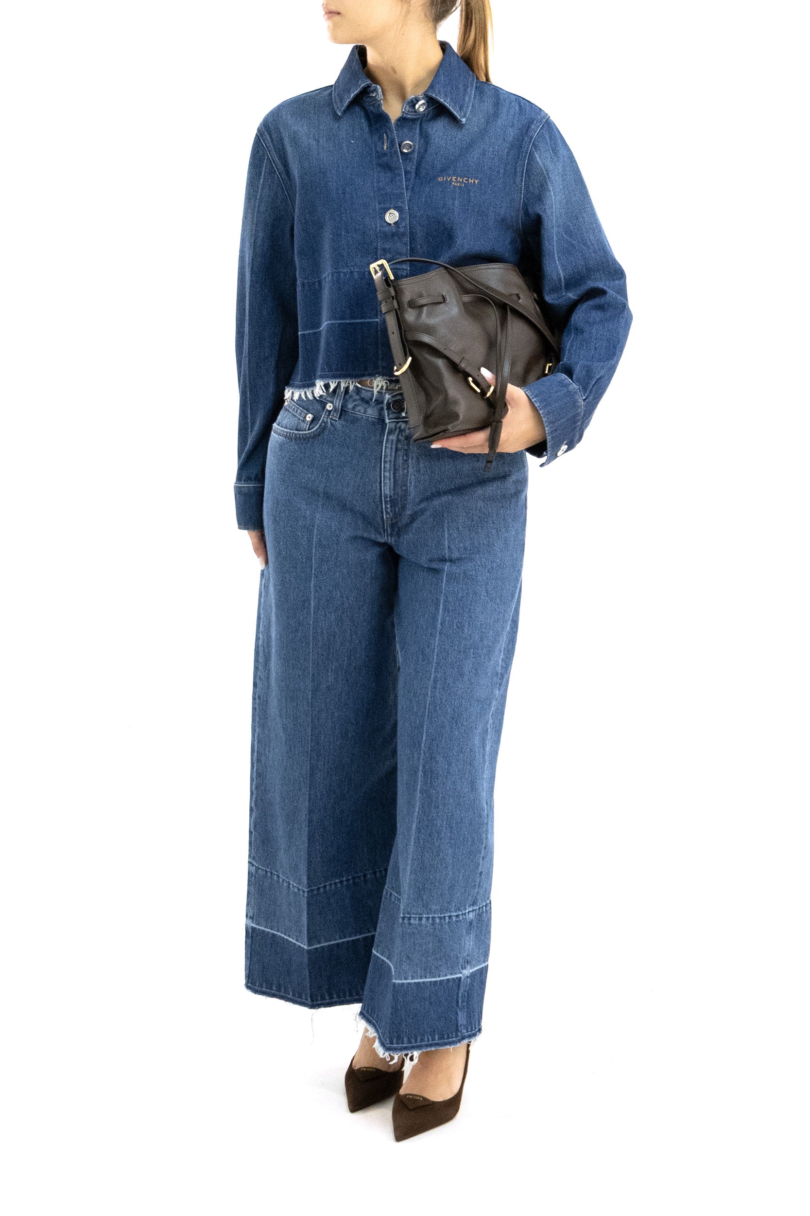 Camicia in denim di cotone di colore blu<BR/> BW61N3517B 420 GIVENCHY