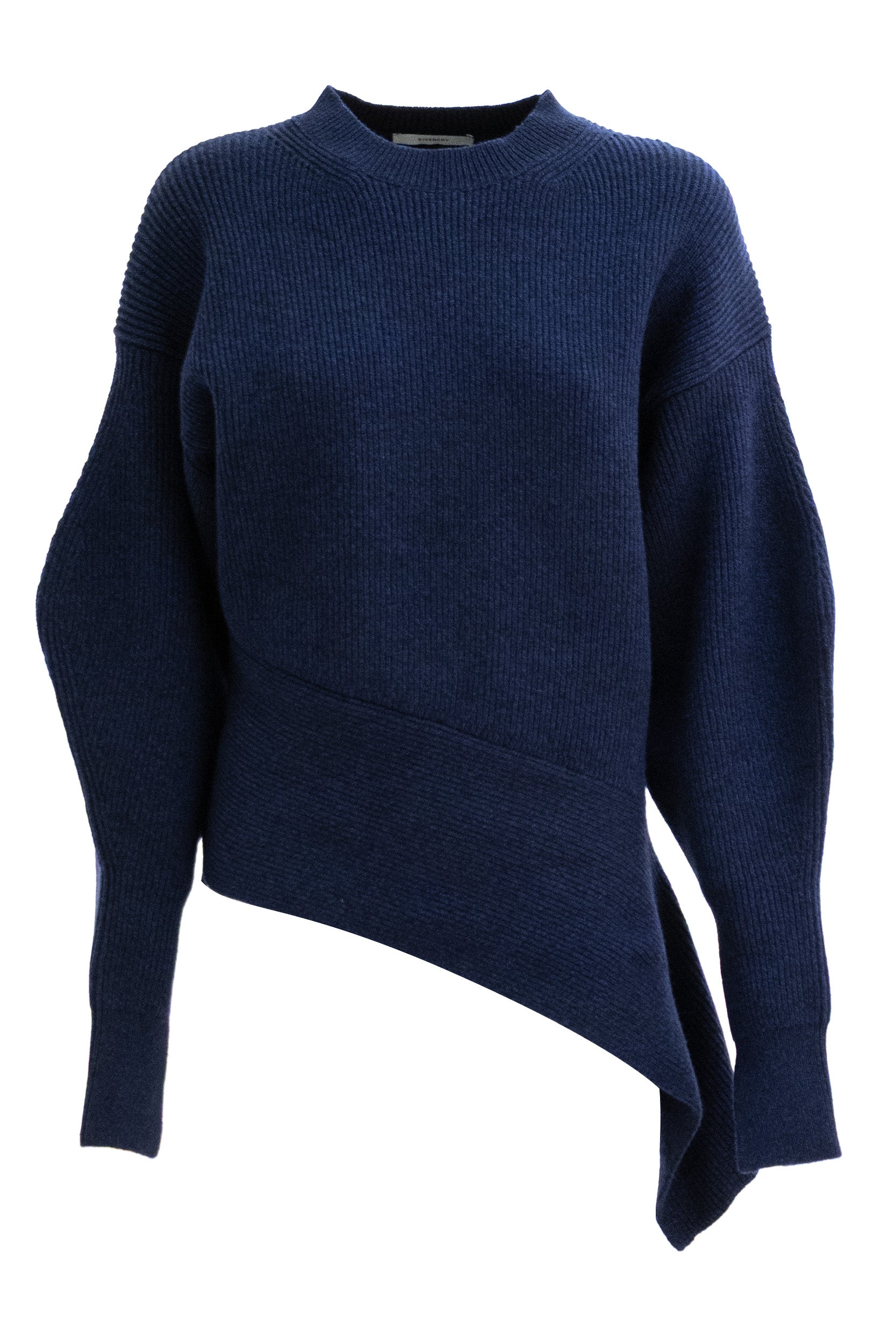 Pullover in lana e cashmere a coste di colore blu<BR/> BW90XA4ZVV 467 GIVENCHY