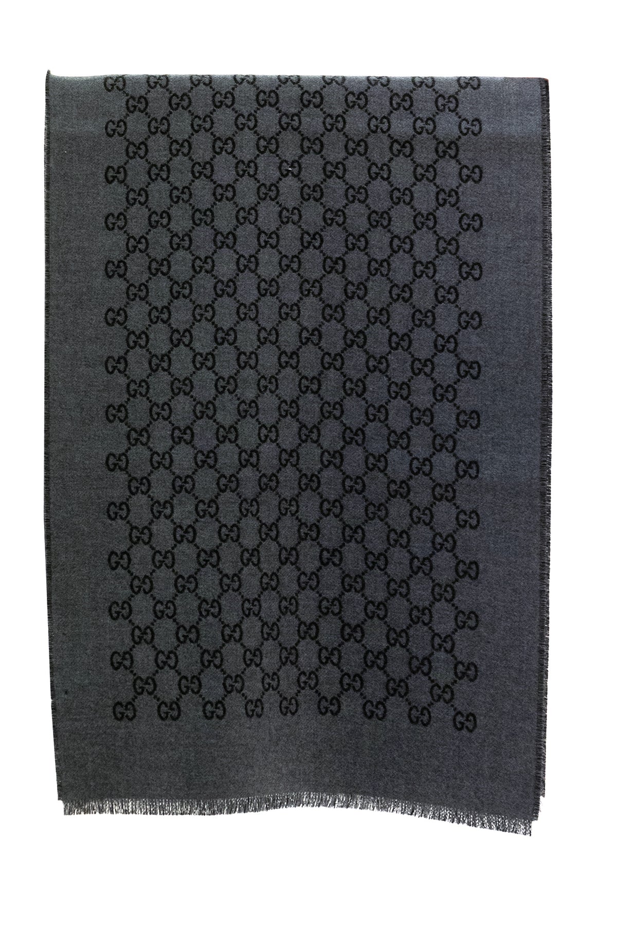 GUCCI Sciarpa in lana con motivo GG, Grigio/nero
