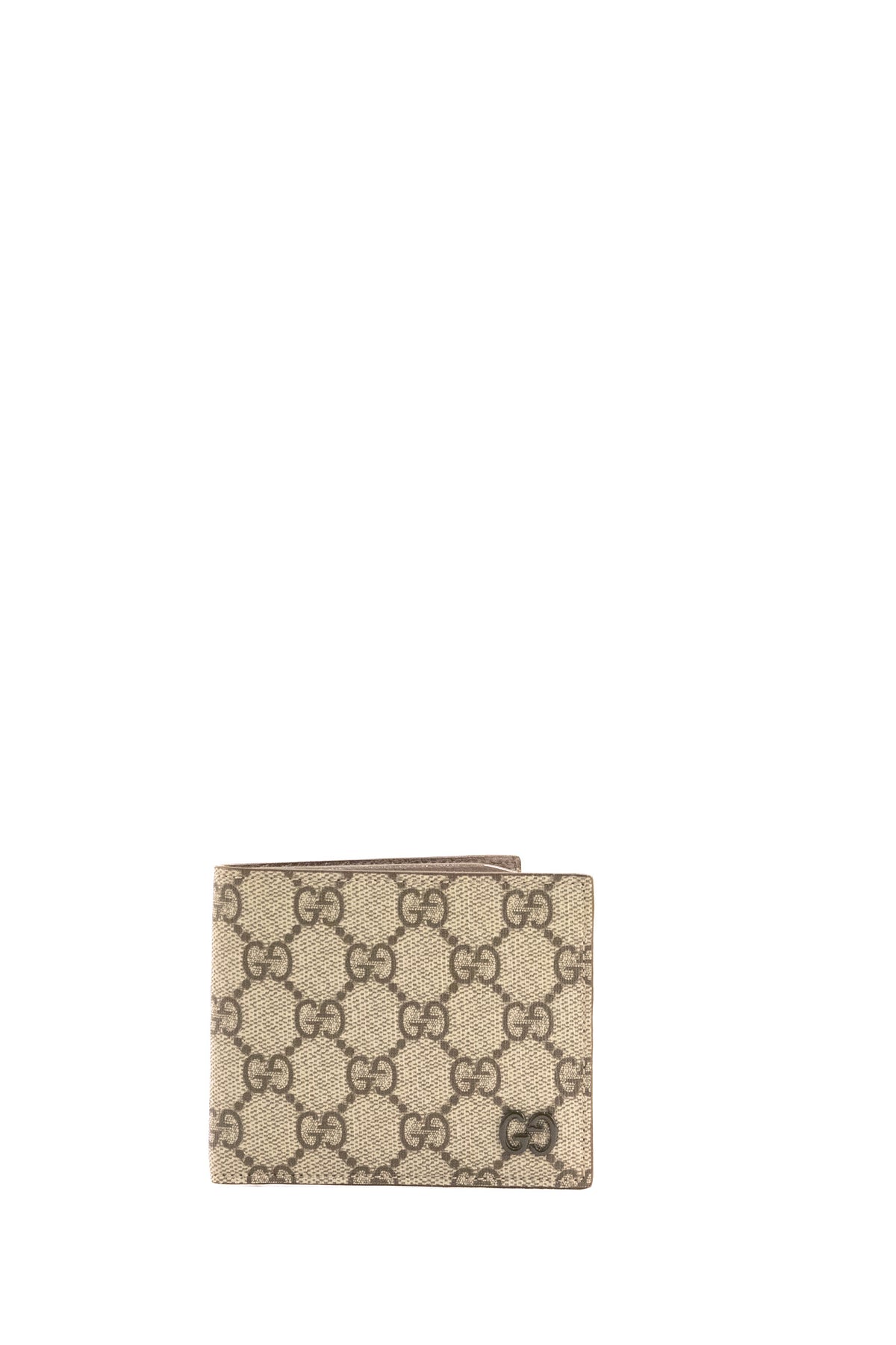GUCCI Portafoglio in tessuto GG Supreme color beige e ebano, Marrone