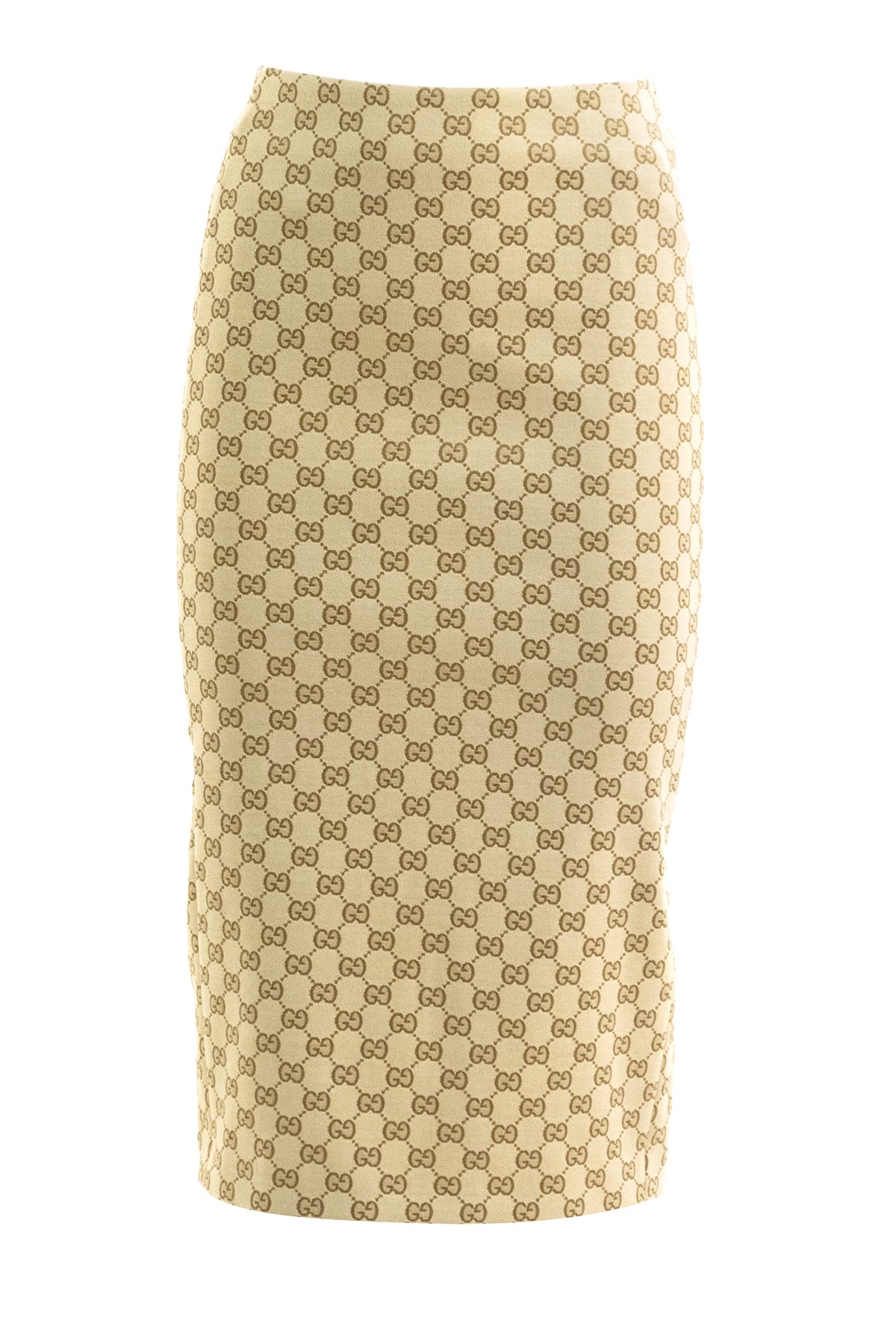 GUCCI Sand and beige GG stretch cotton midi skirt