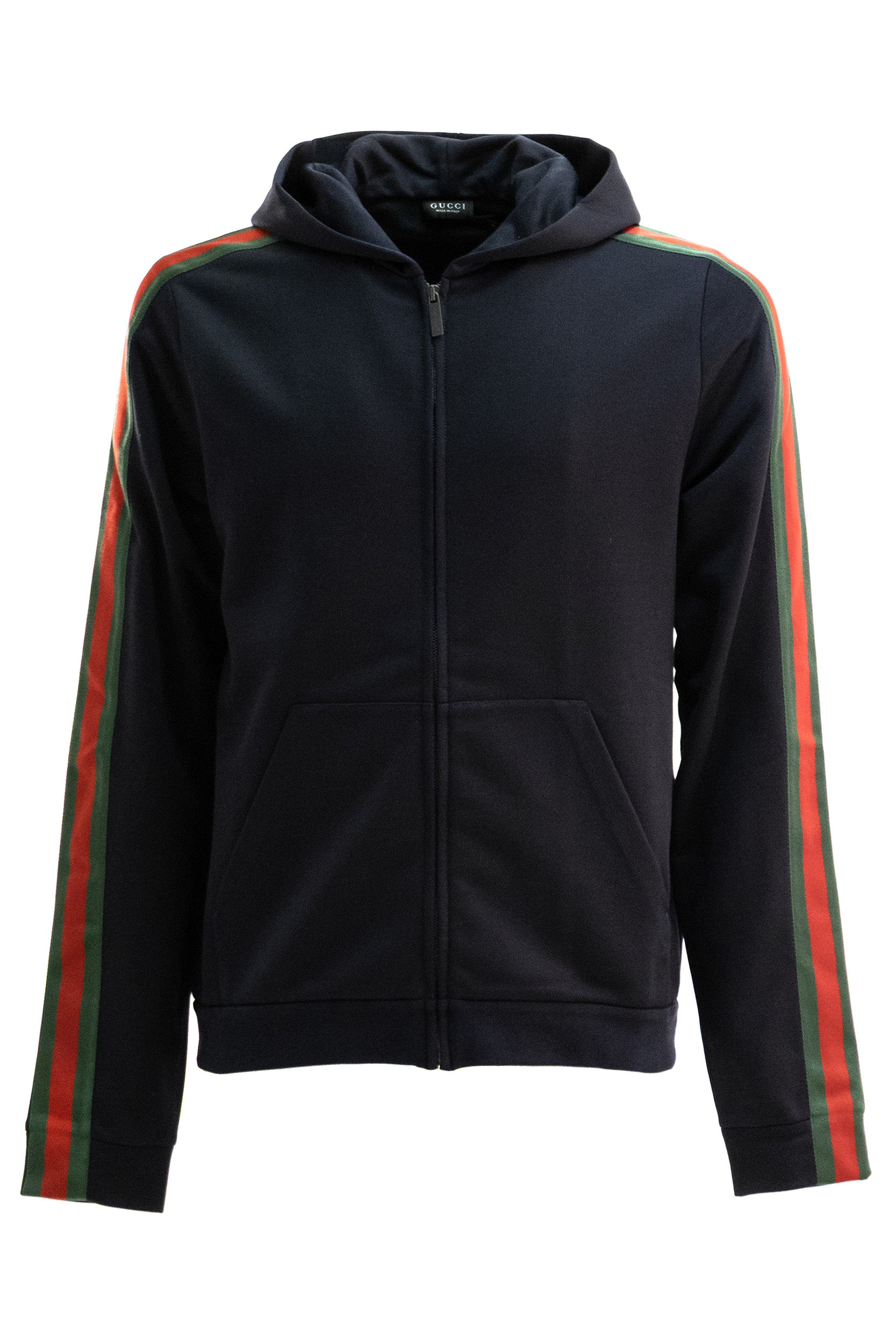 Felpa con cappuccio in jersey di cotone e seta di colore blu<BR/> 872244 XJH0N 4816 GUCCI