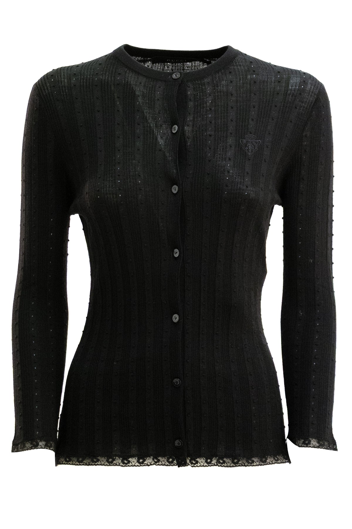 GUCCI Black ribbed wool cardigan