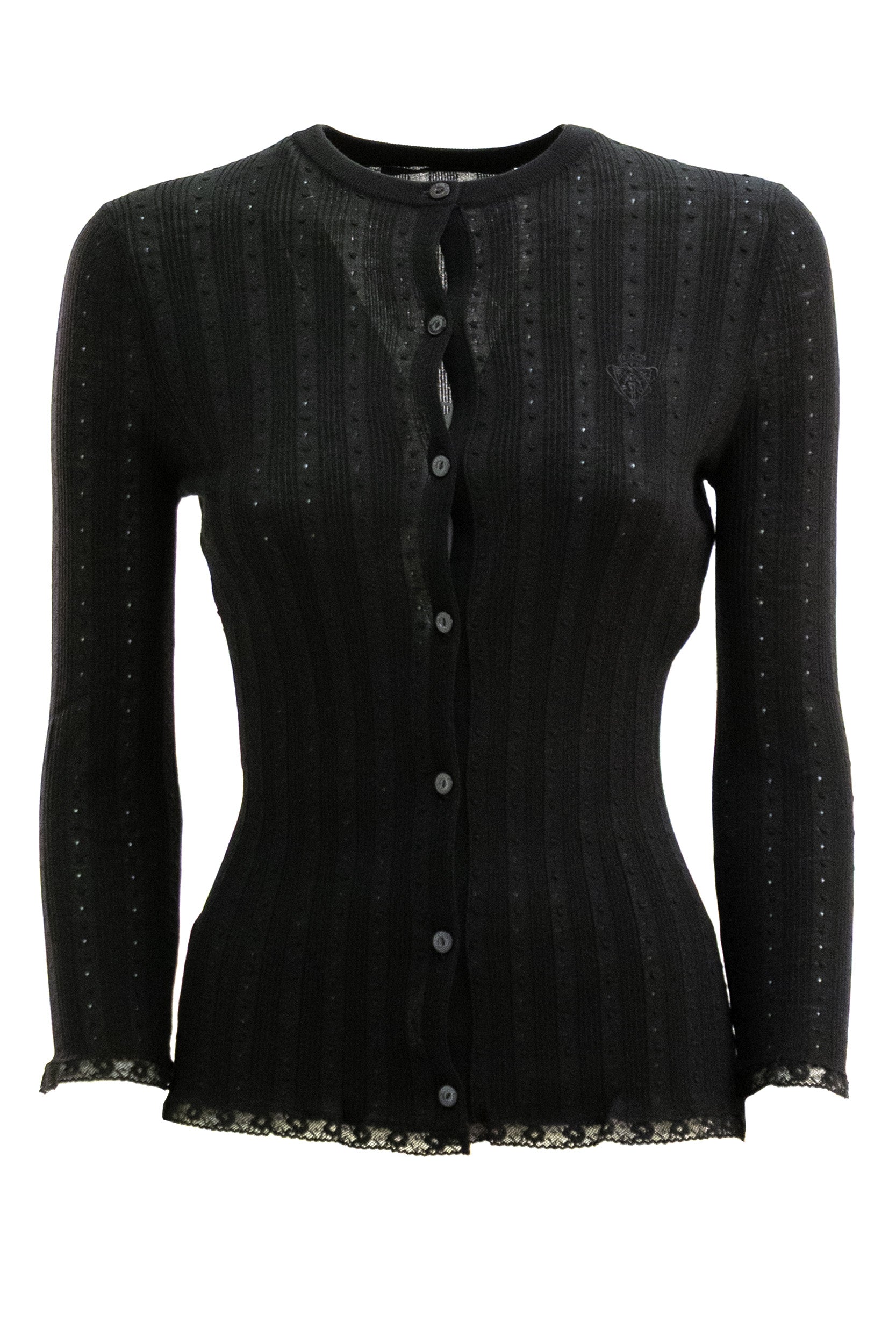 GUCCI Black ribbed wool cardigan