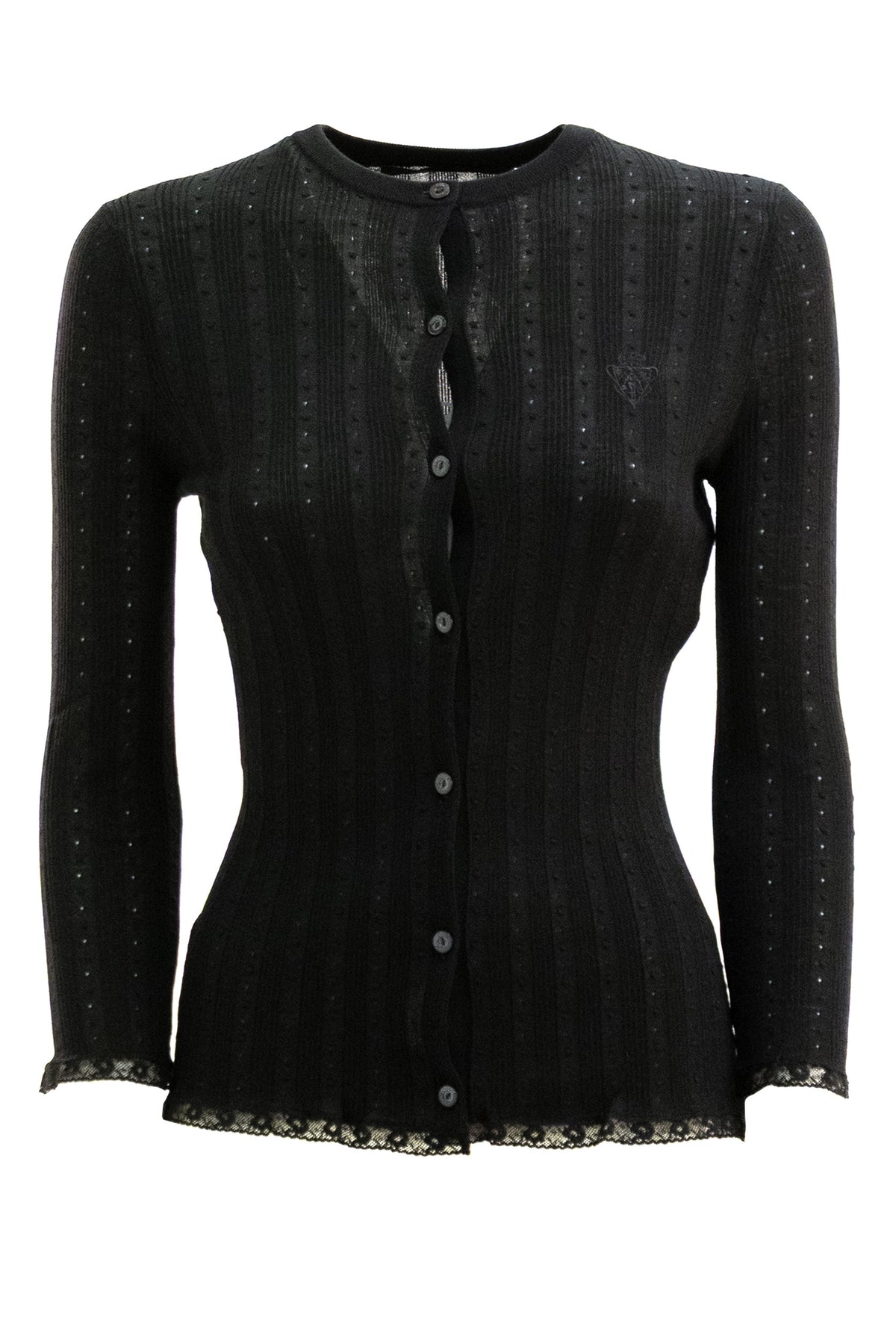GUCCI Cardigan in lana a coste di colore nero