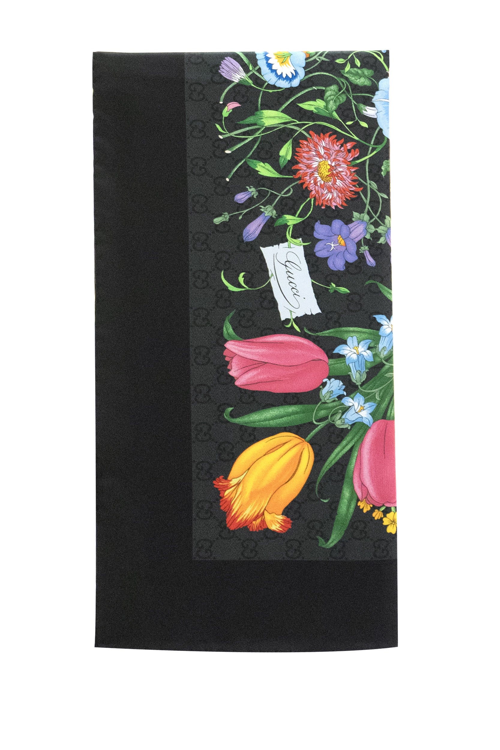 Carré in twill di seta con stampa GG di colore nero<BR/> 874769 3G001 1060 GUCCI