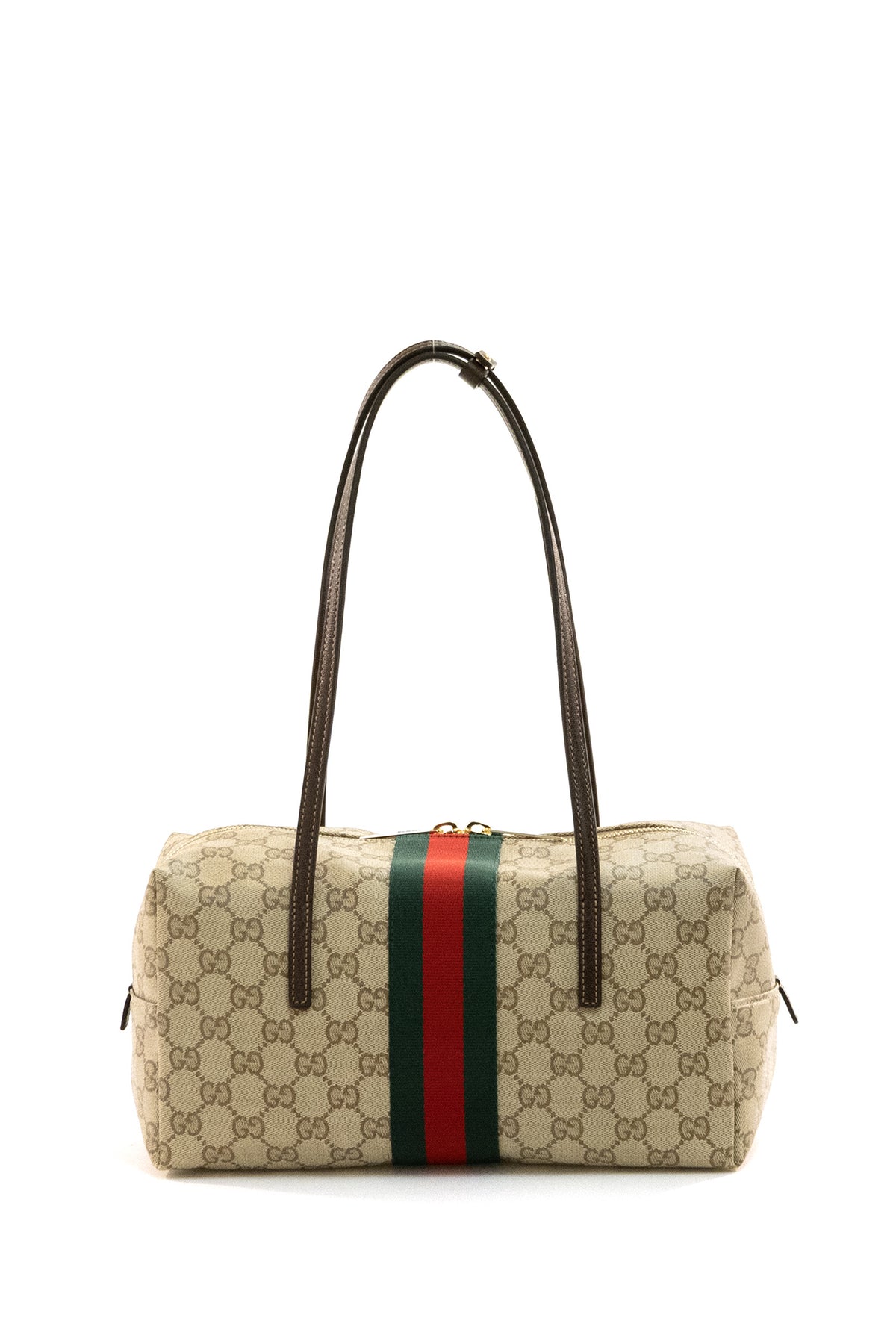 GUCCI Borsa Boston Gucci Melrose in tessuto GG spalamato di colore beige