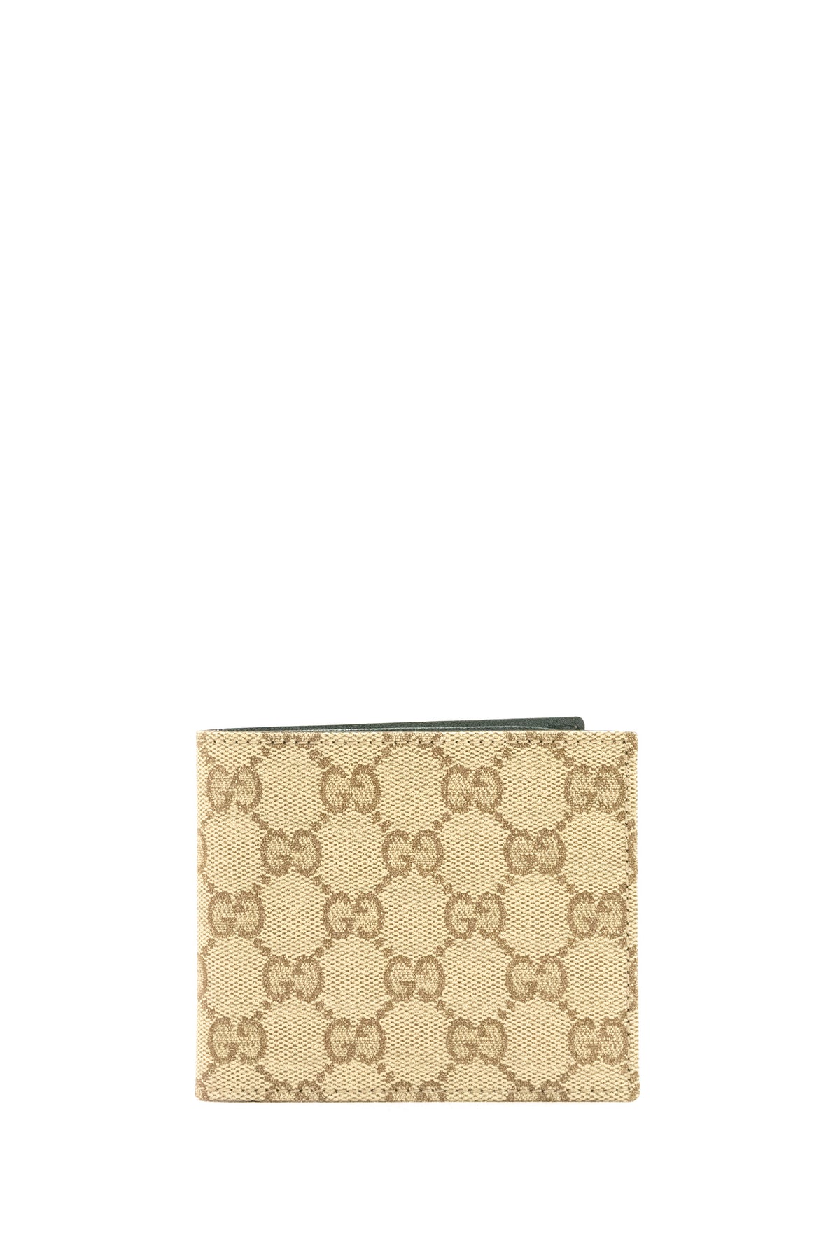 GUCCI Sand and brown GG coated canvas Gucci Essence Classic wallet, Brown/beige