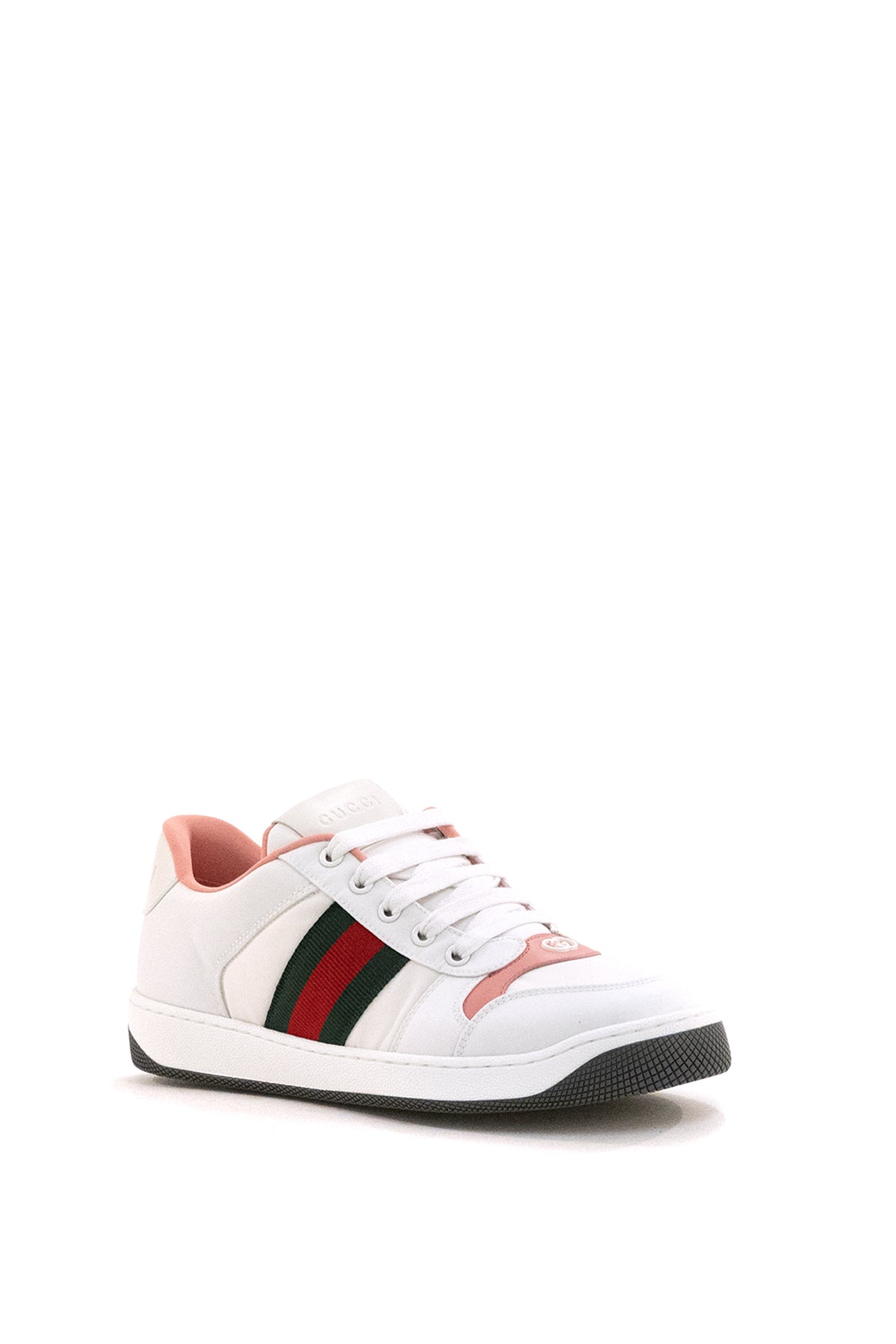GUCCI White leather and padded nylon Screener sneakers, Multi, view 2