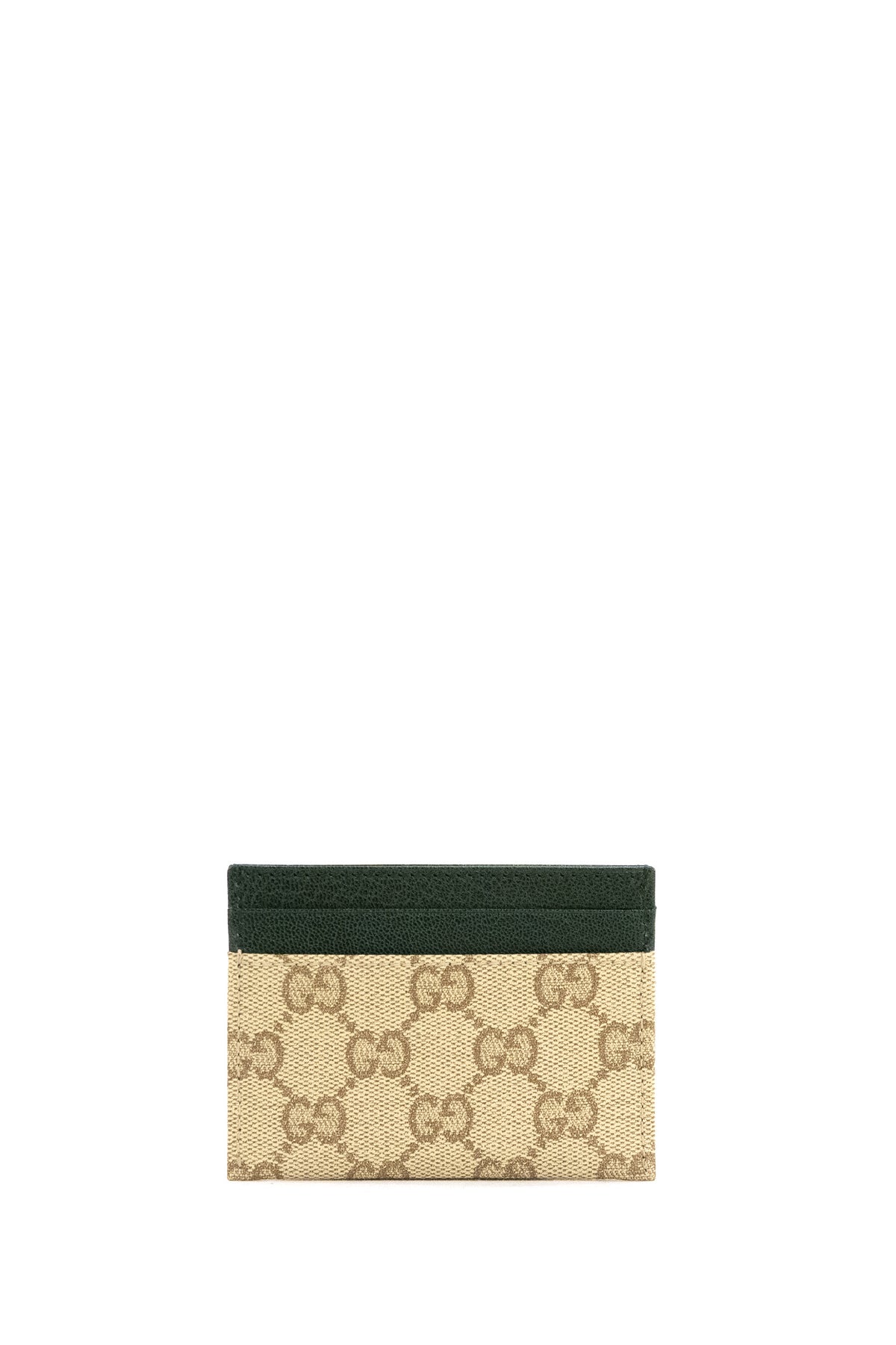 GUCCI Sand and brown GG coated canvas Gucci Essence Classic card holder, Brown/beige