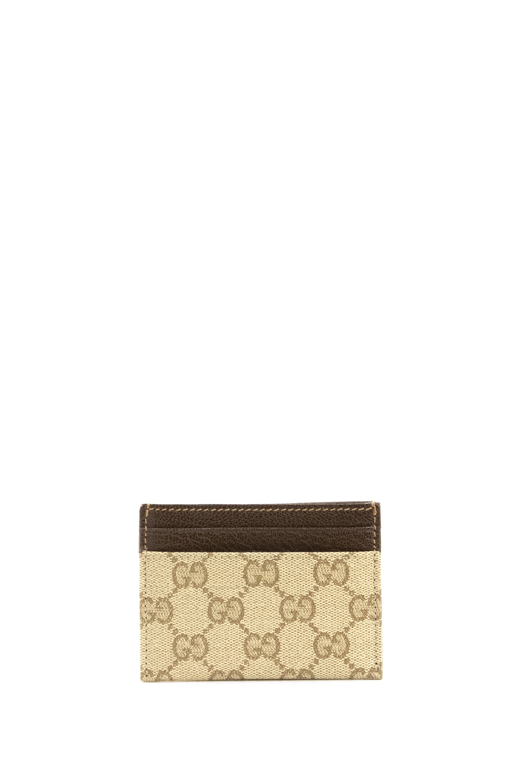 Portacarte Gucci Essence Classic in tessuto GG spalmato sabbia e marrone <BR/> A002F2 FAF9W 9644 GUCCI