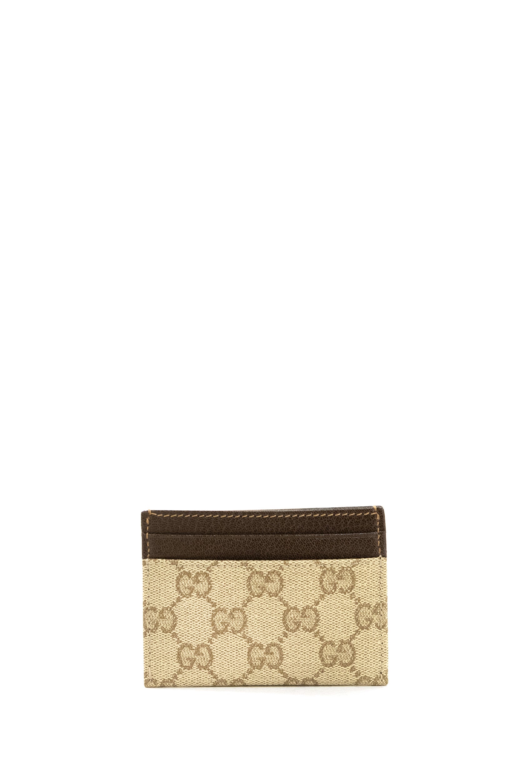 Portacarte Gucci Essence Classic in tessuto GG spalmato sabbia e marrone <BR/> A002F2 FAF9W 9644 GUCCI