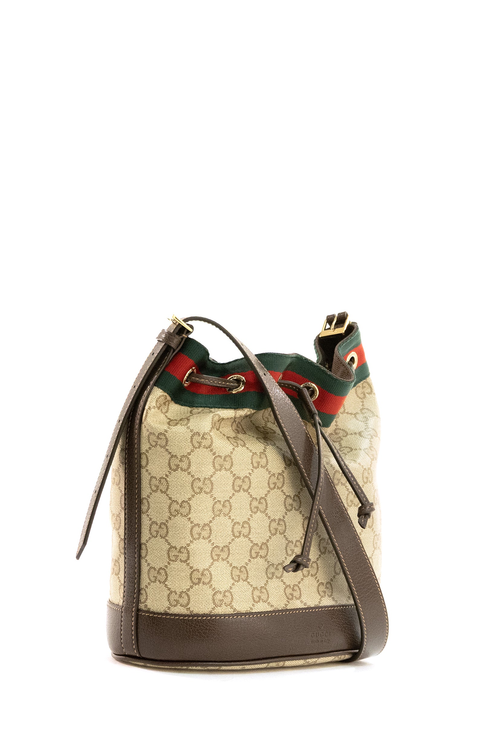 Mini borsa a secchiello Gucci Venice in tessuto GG sabbia e marrone <BR/> A002GW FAF79 8547 GUCCI