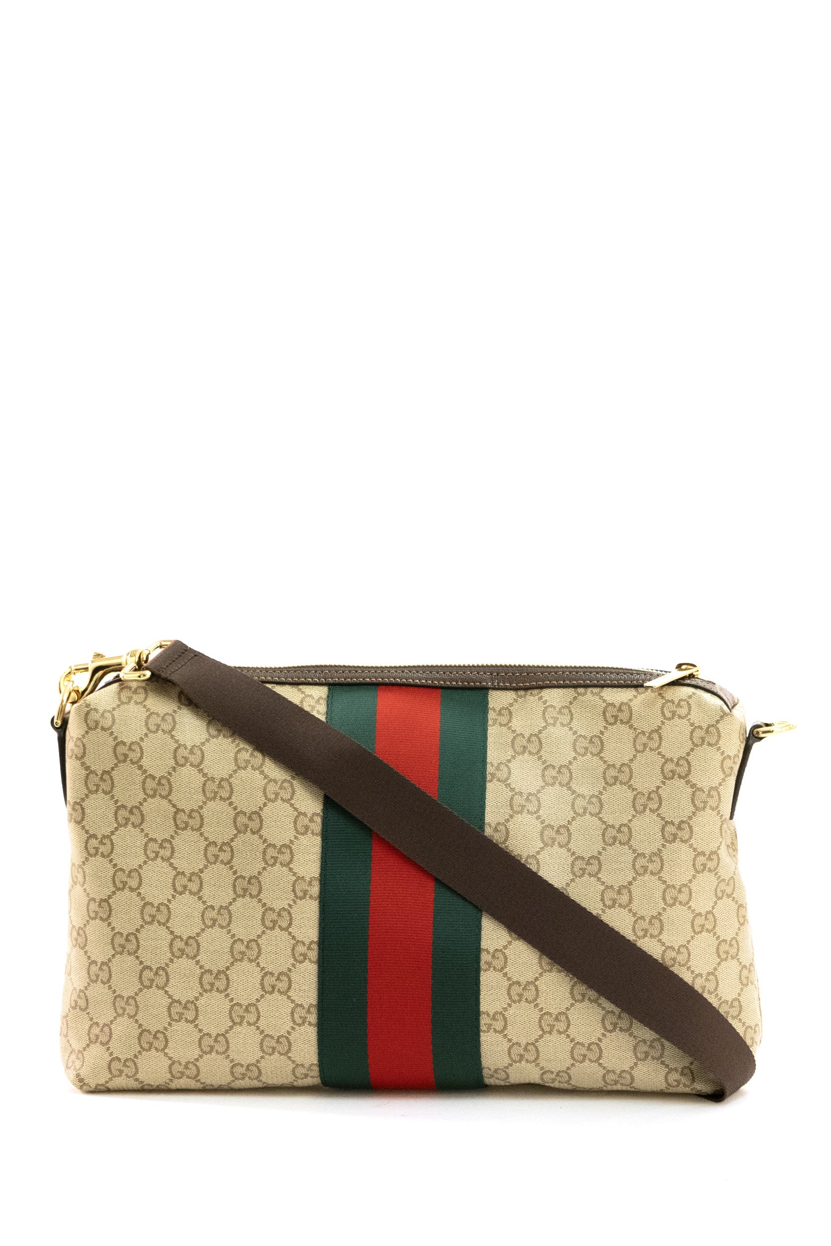 Borsa a tracolla in tessuto GG color sabbia e marrone<BR/> A002KX FAF99 9646 GUCCI