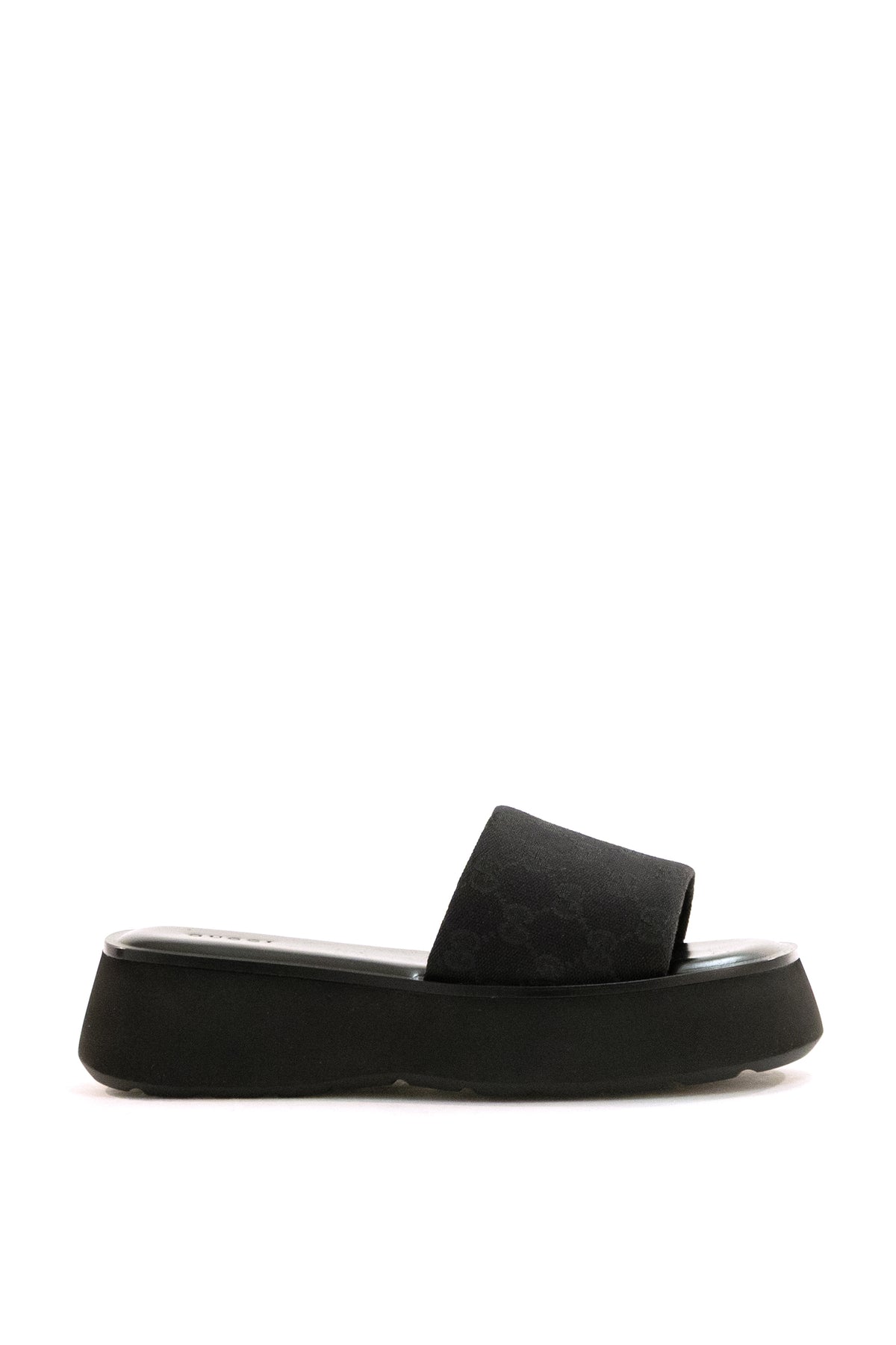 GUCCI Sandali slider in tessuto GG nero