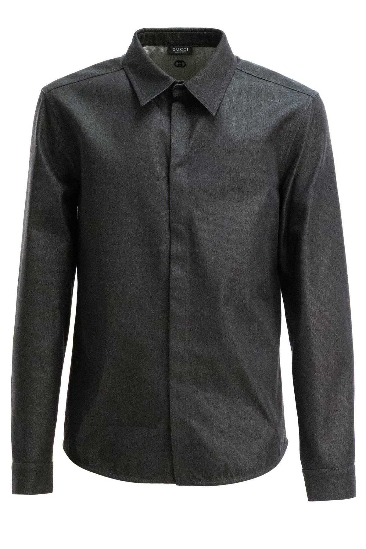 GUCCI Camicia in seta e cotone di colore nero