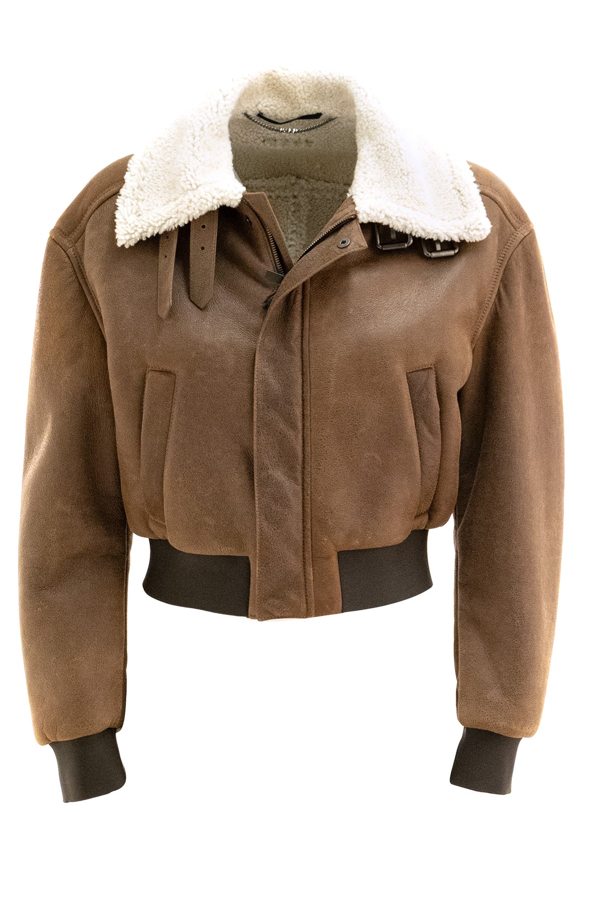 GUCCI Giacca in shearling di colore marrone, Beige
