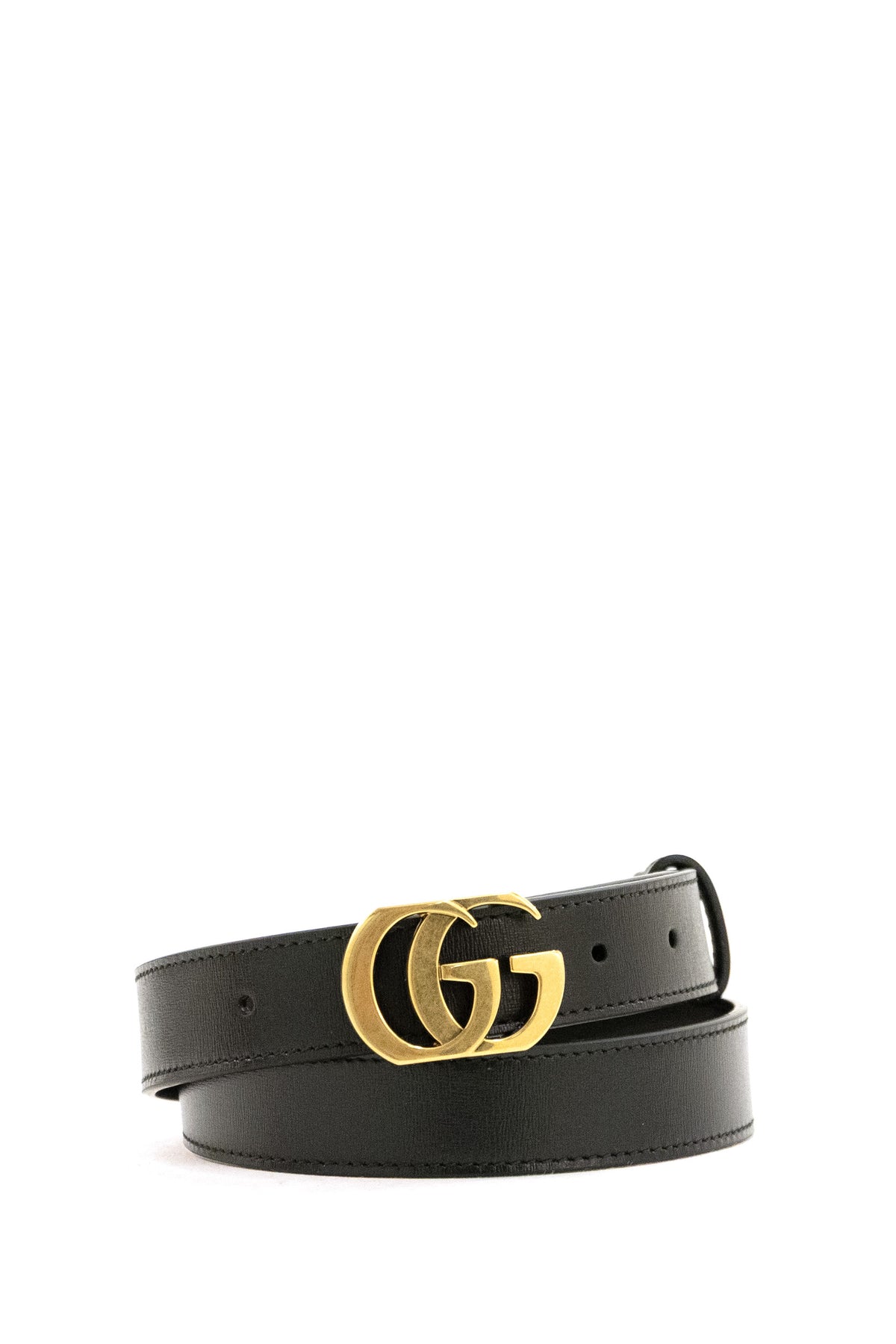 GUCCI Black leather Cut GG Marmont belt