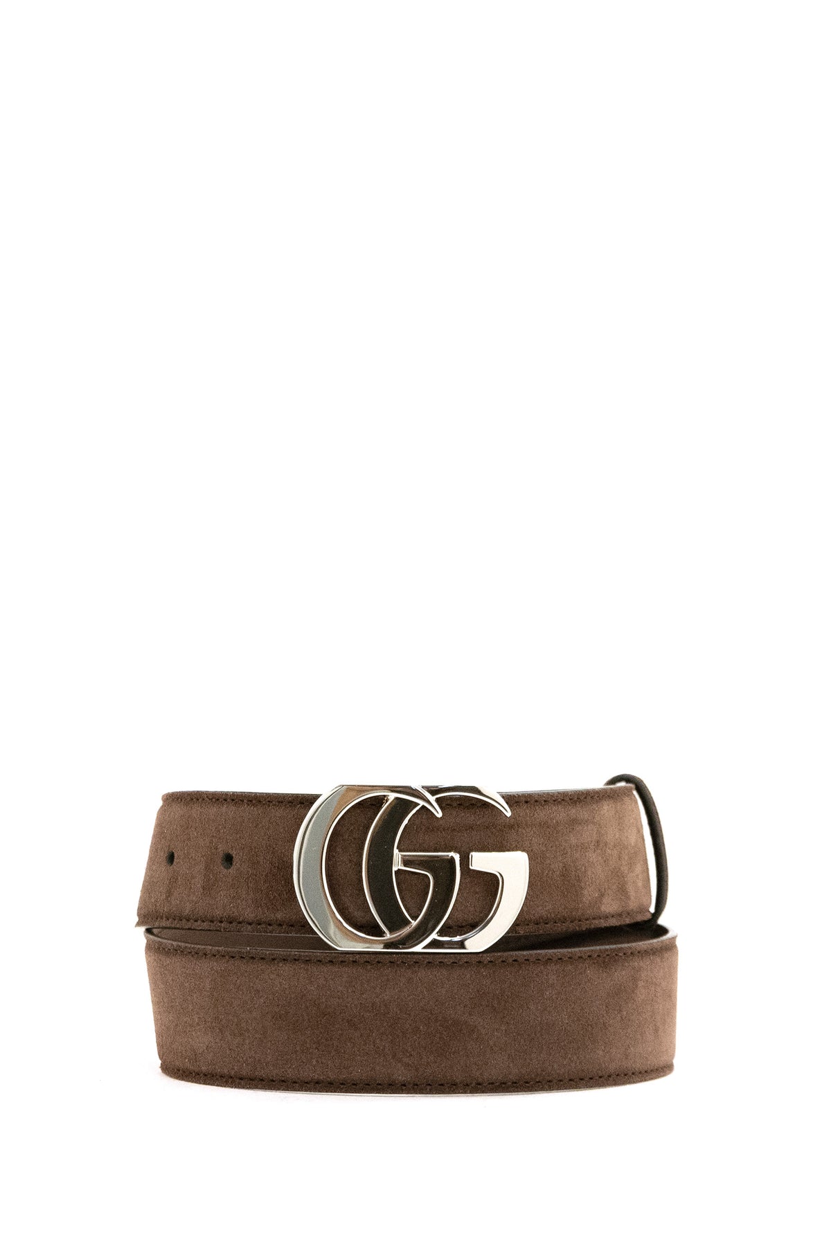 GUCCI Brown suede Cut GG Marmont belt