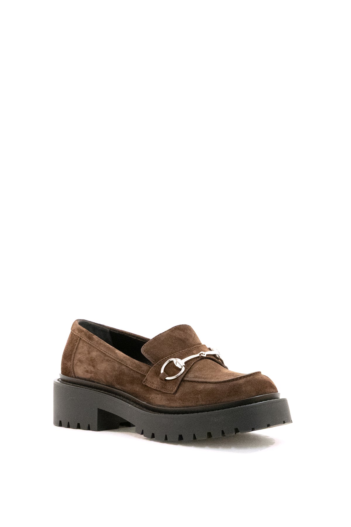 GUCCI Mocassini in suede di colore marrone, vista 2