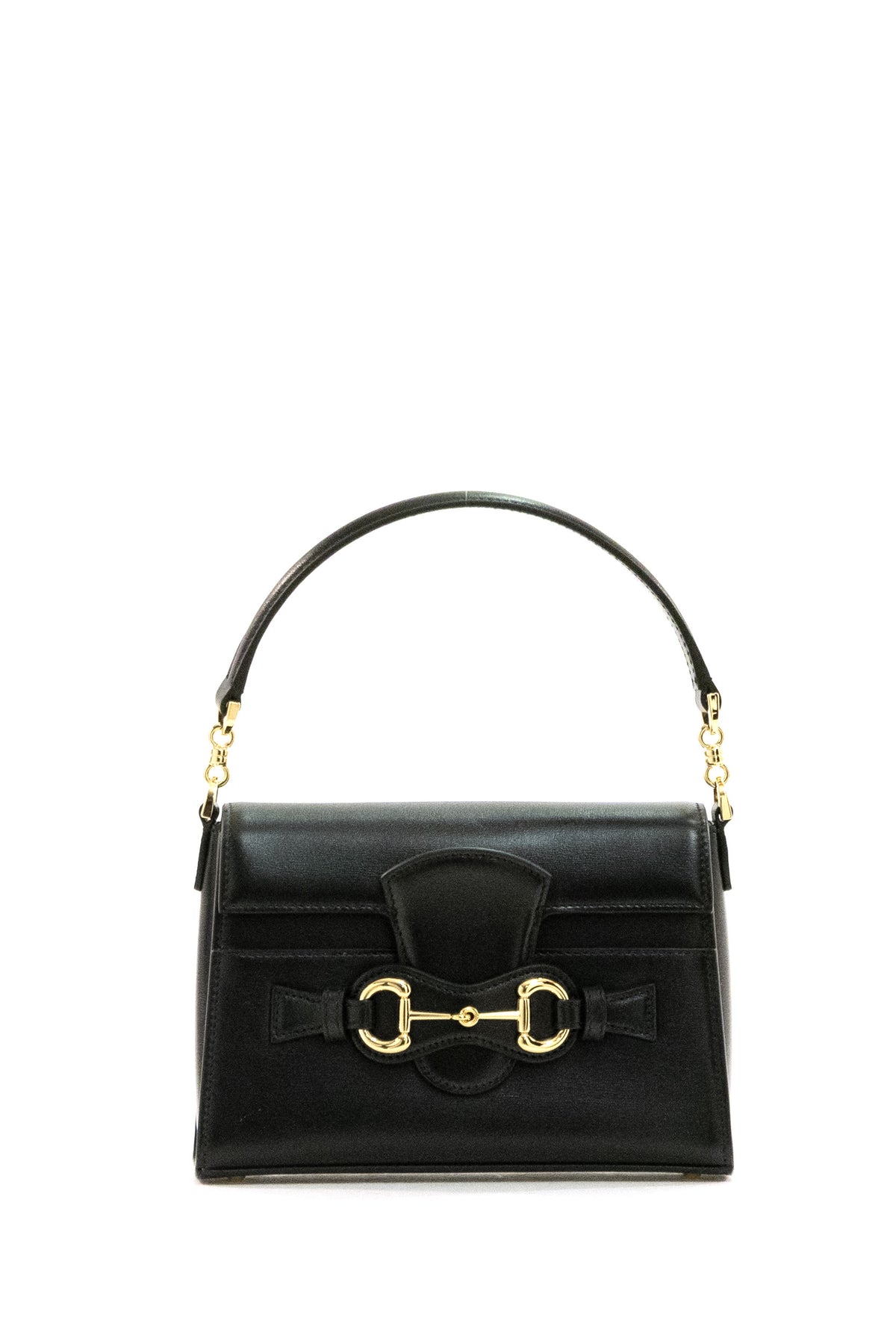GUCCI Black shiny leather Horsebit Duomo bag