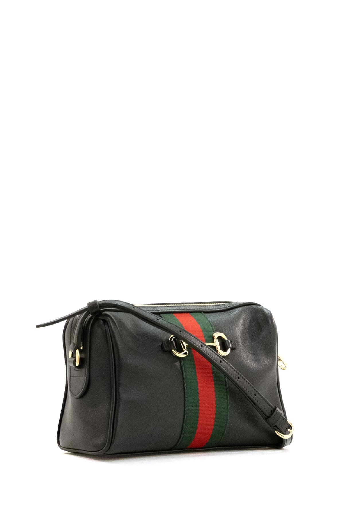 GUCCI Black leather Gucci Horsebit Web camera bag, view 2