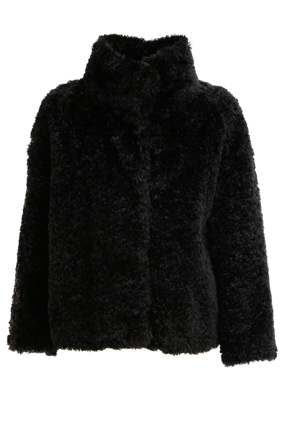HERNO Giacca in eco pelliccia effetto curly di colore nero