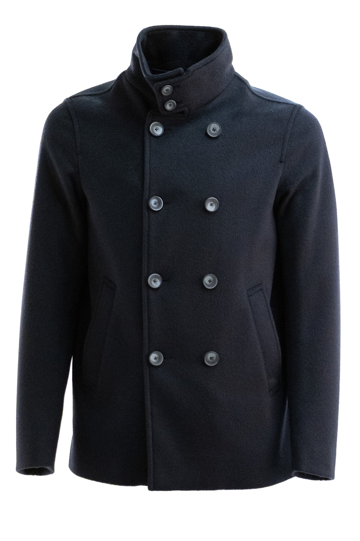 HERNO Peacoat in misto viscosa di colore blu
