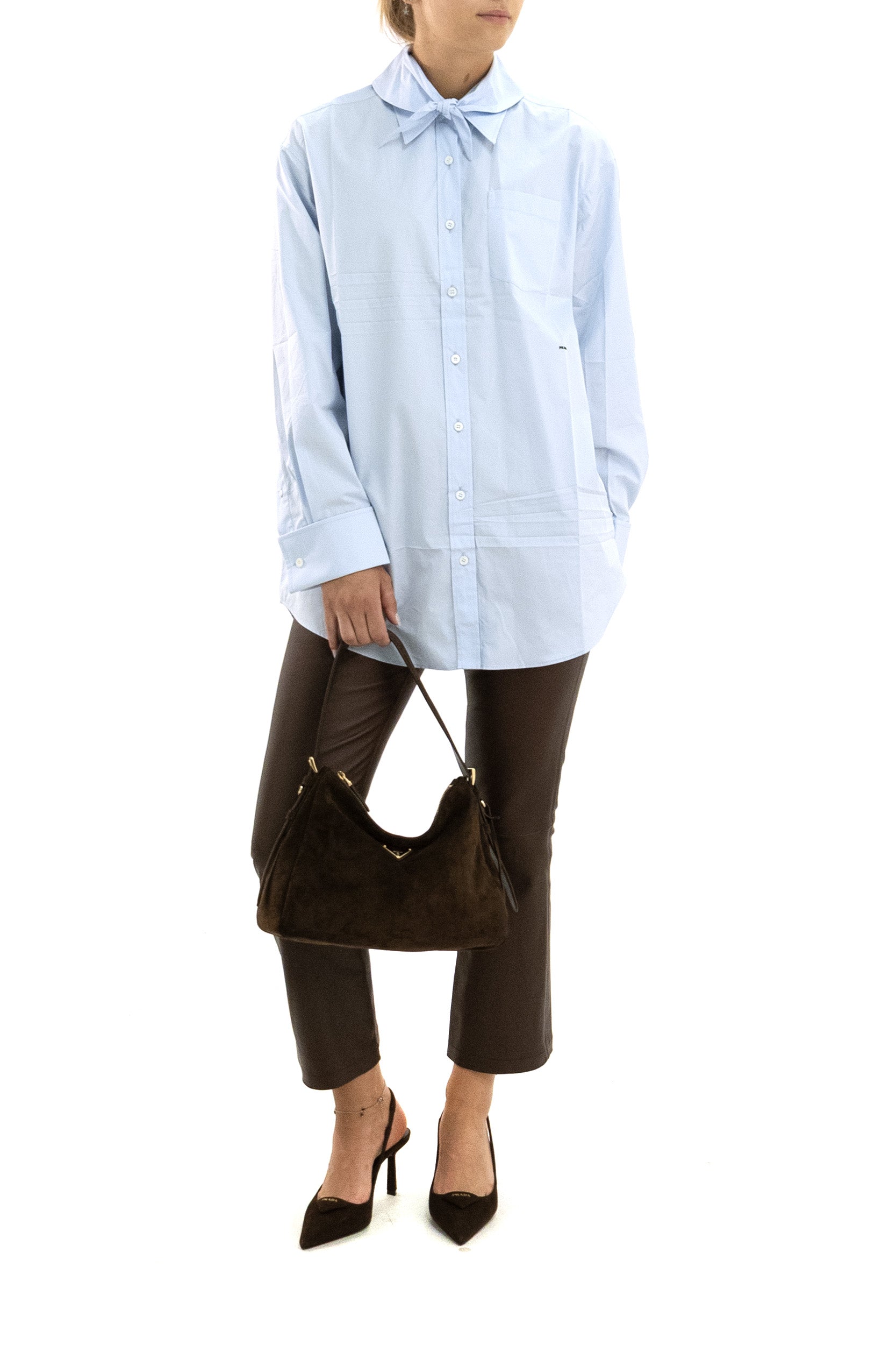 Pantaloni in pelle di colore marrone<BR/> UZES BRUN INES & MARECHAL