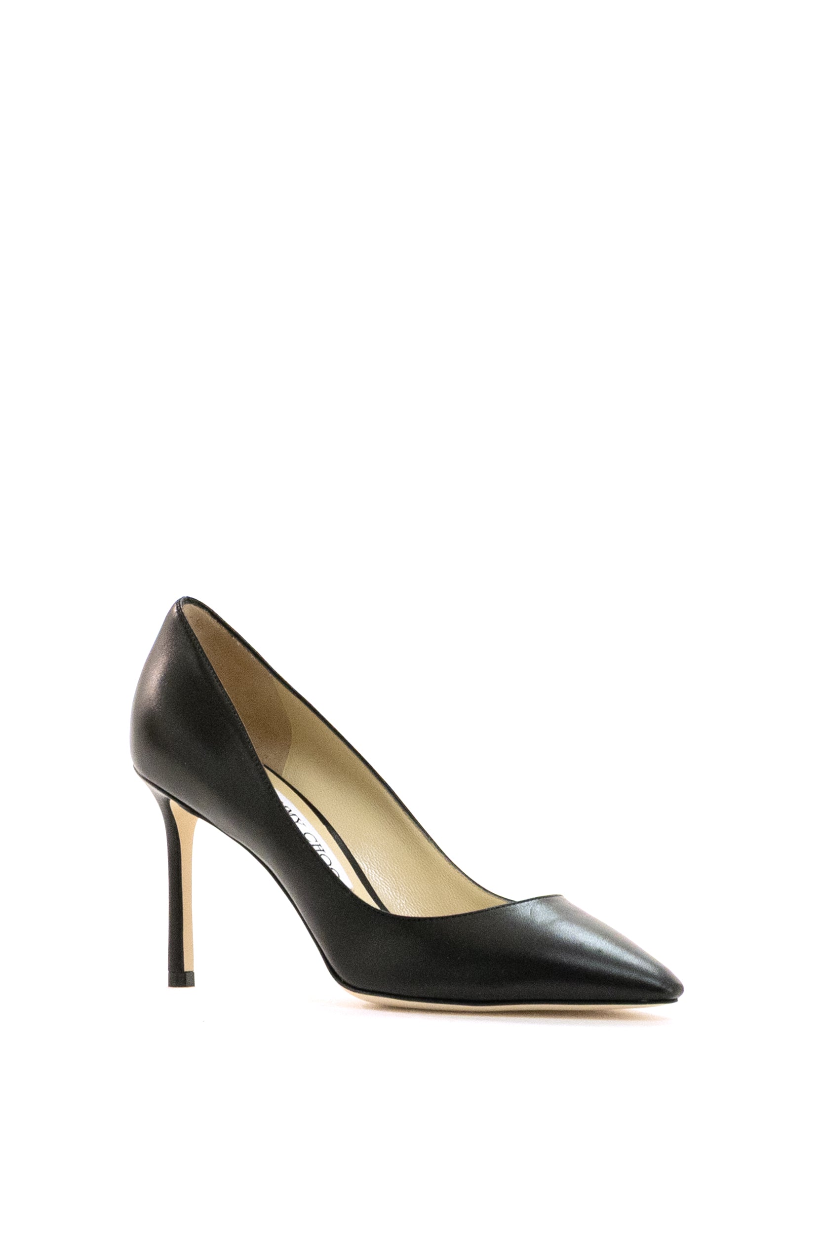 Pumps Romy in pelle di colore nero<BR/> ROMY 85 KID BLACK JIMMY CHOO