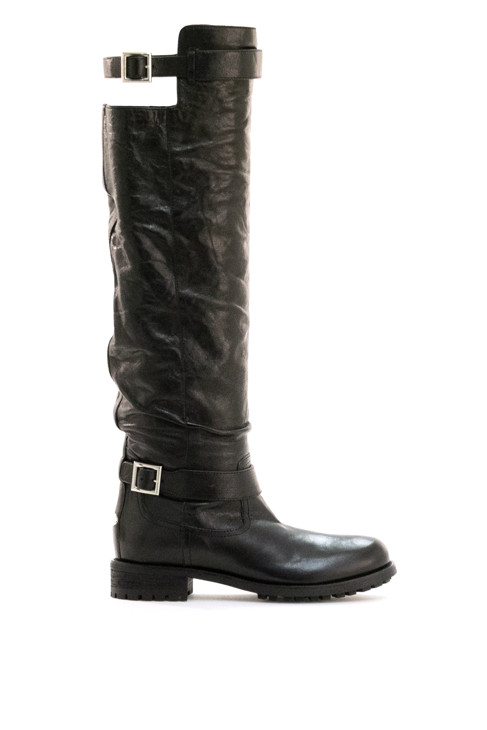 Stivali Biker in pelle d'agnello lucido di colore nero<BR/> BIKER KB ERZ BLACK JIMMY CHOO