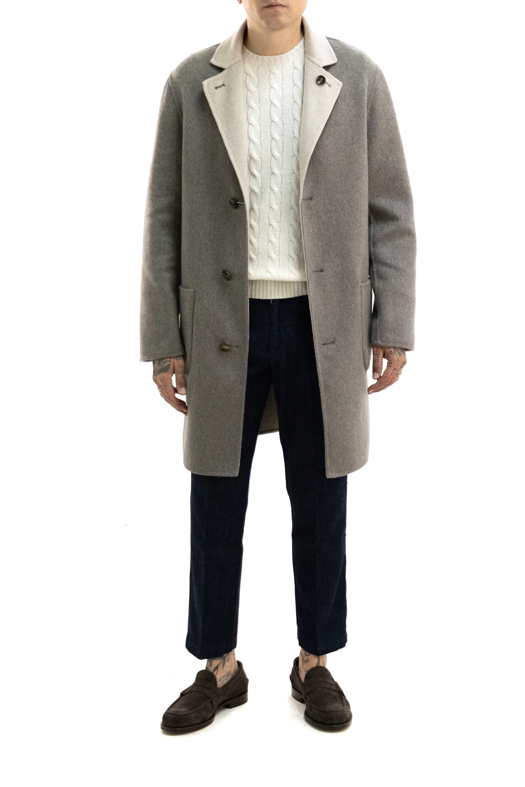 Cappotto reversibile Parana in cashmere color tortora<BR/> WPARANA W801800 200 KIred