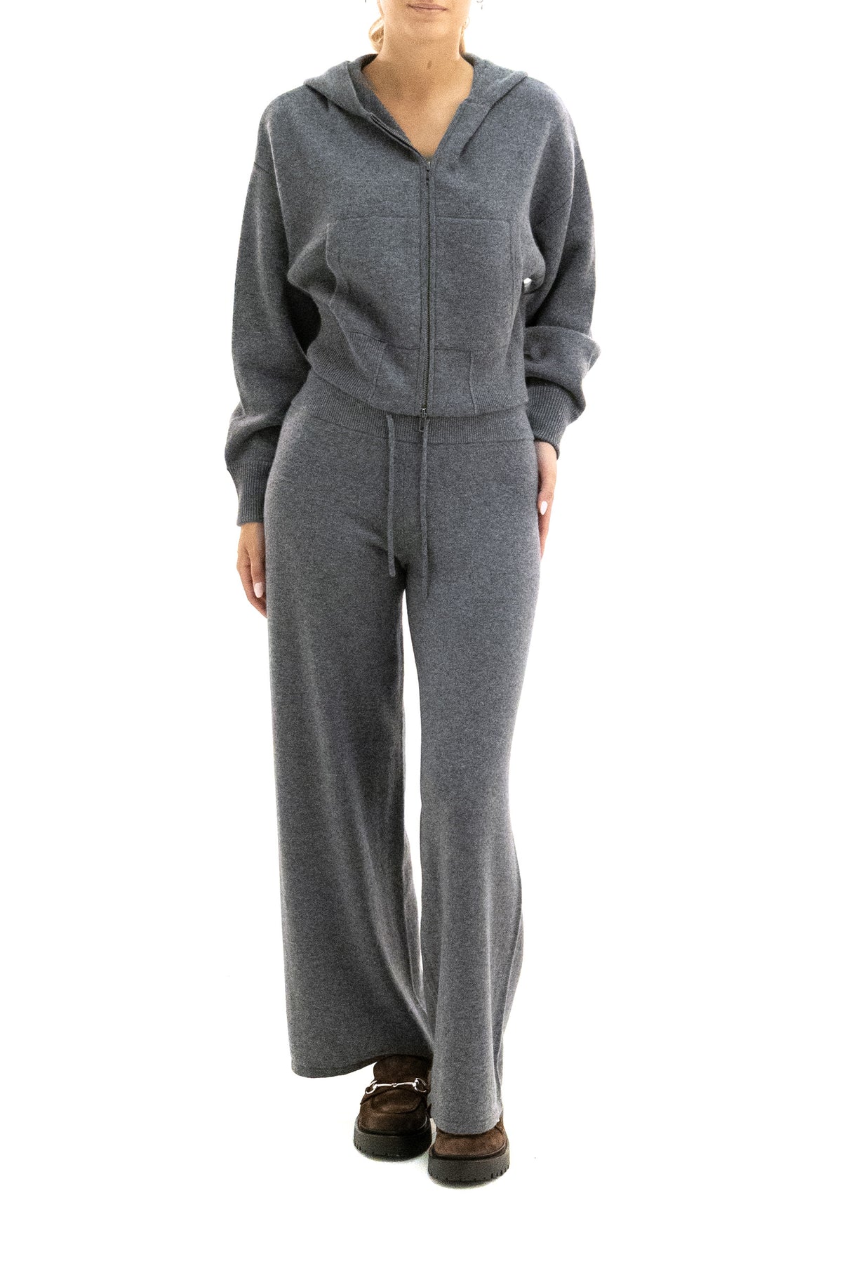 LISA YANG Cardigan in cashmere di colore grigio, vista 2