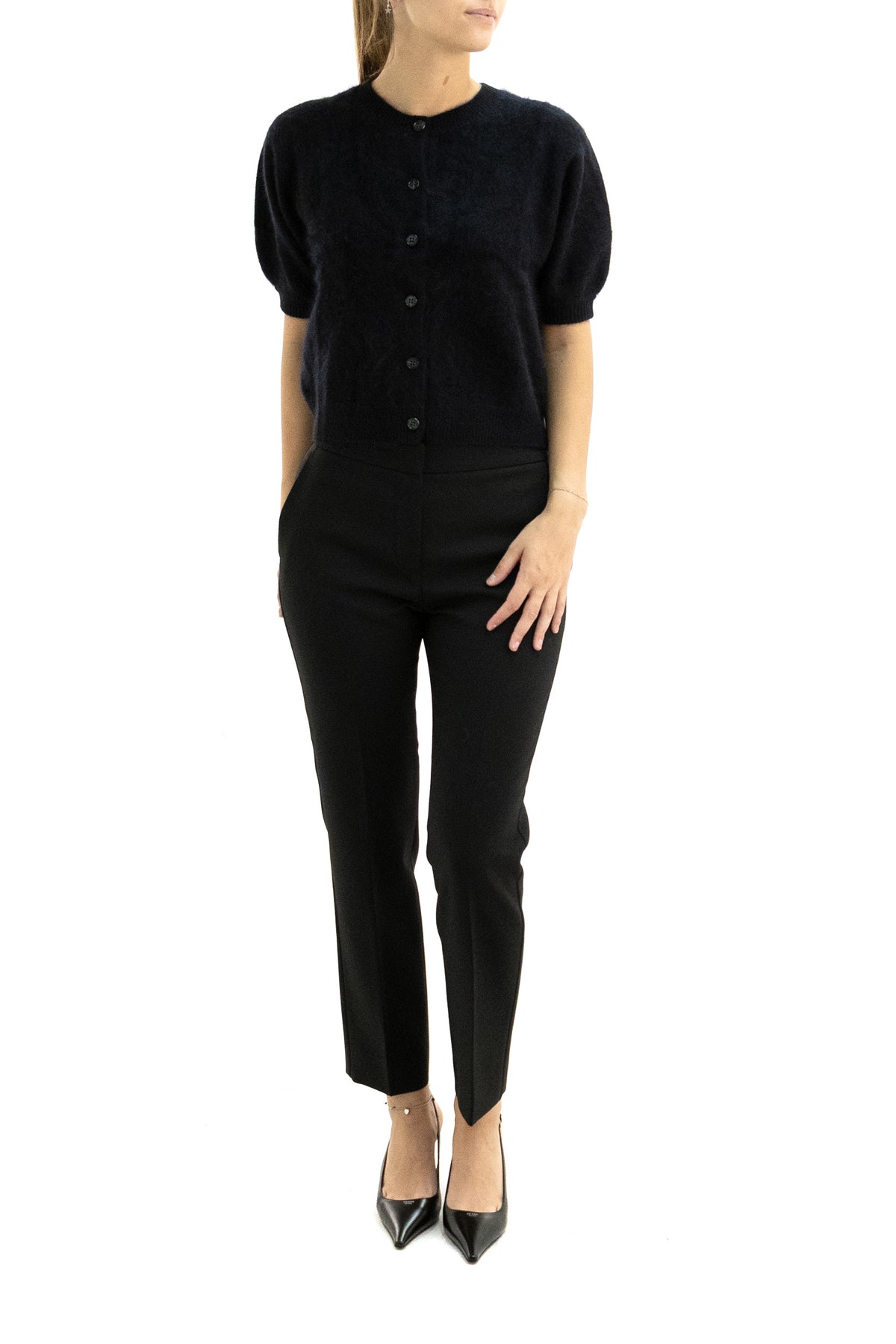LISA YANG Cardigan Lucianne in cashmere di colore nero, vista 2