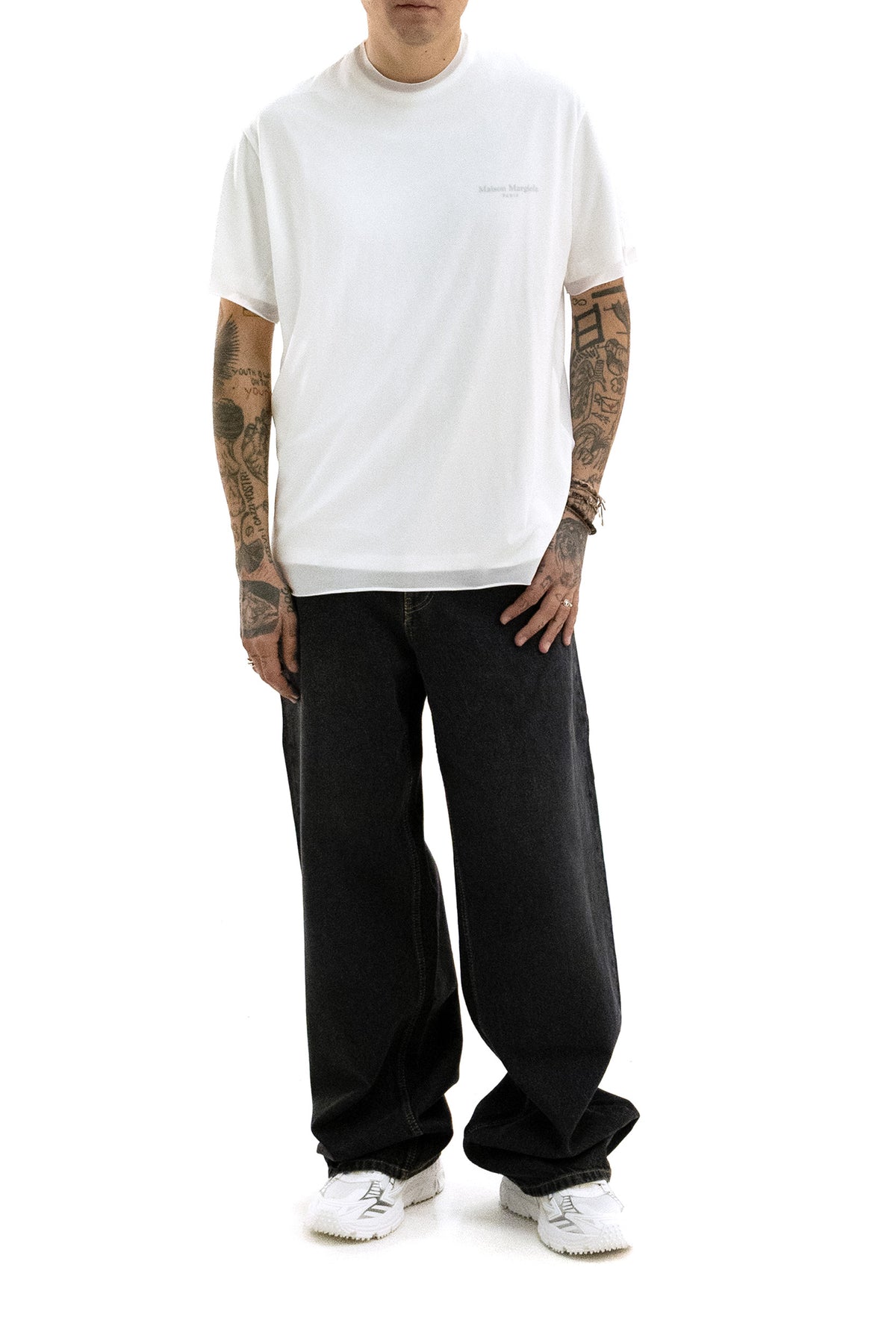 MAISON MARGIELA T-shirt Fusion seconda pelle di colore bianco, Avorio, vista 2