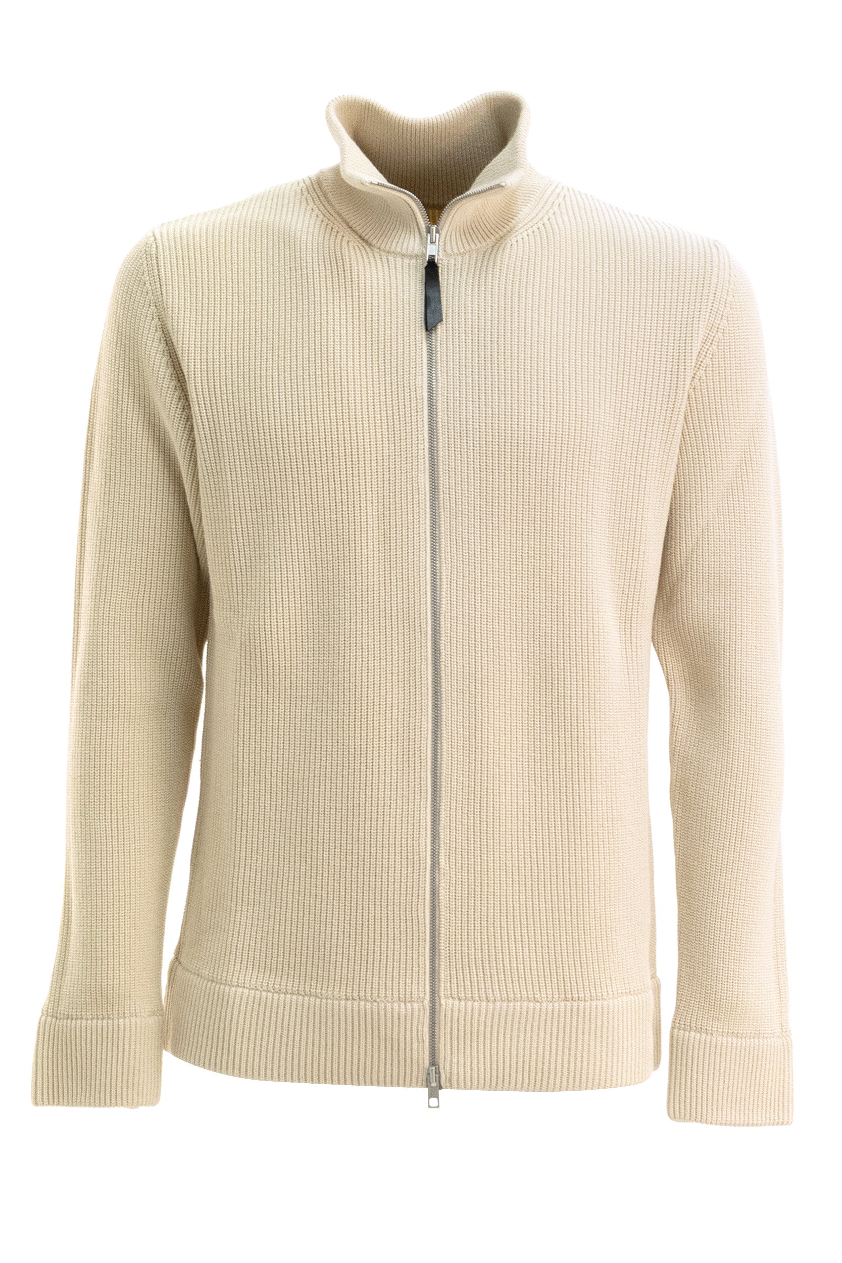 Cardigan in lana e cotone a coste di colore beige <BR/> SI1HA0013 S17781 105F MAISON MARGIELA