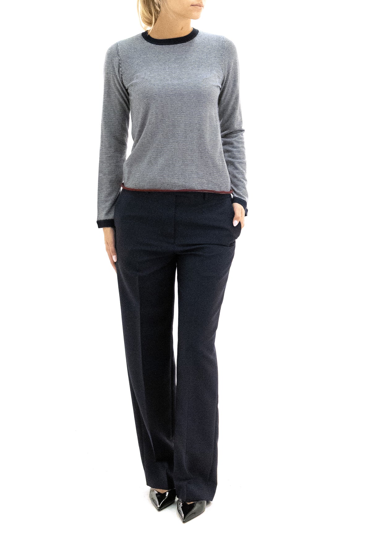 MAJESTIC Maglia in cashmere di colore blu, vista 2