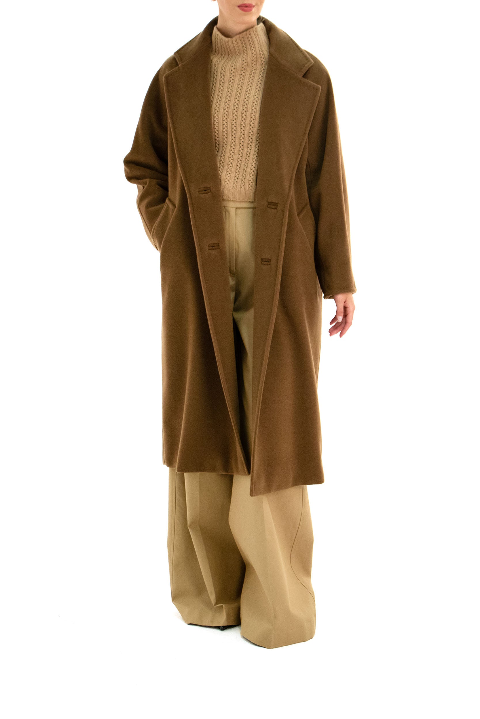 Cappotto doppiopetto in lana e cashmere color marrone MADAME 010 MAX MARA