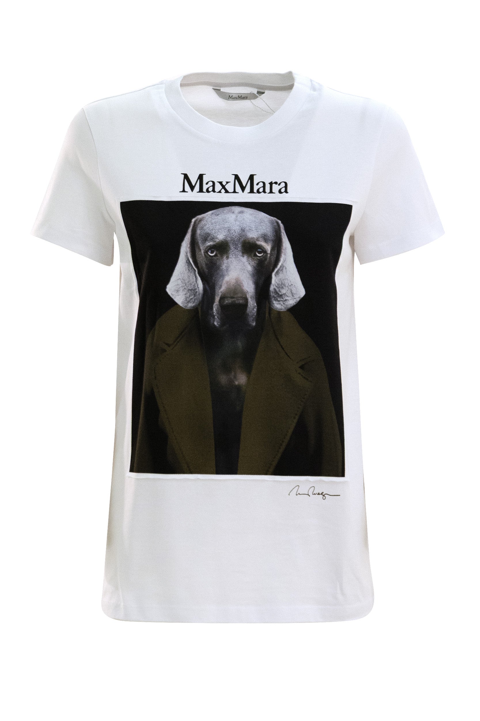 T-shirt in jersey di colore bianco<BR/> MXMCALCA 010 MAX MARA