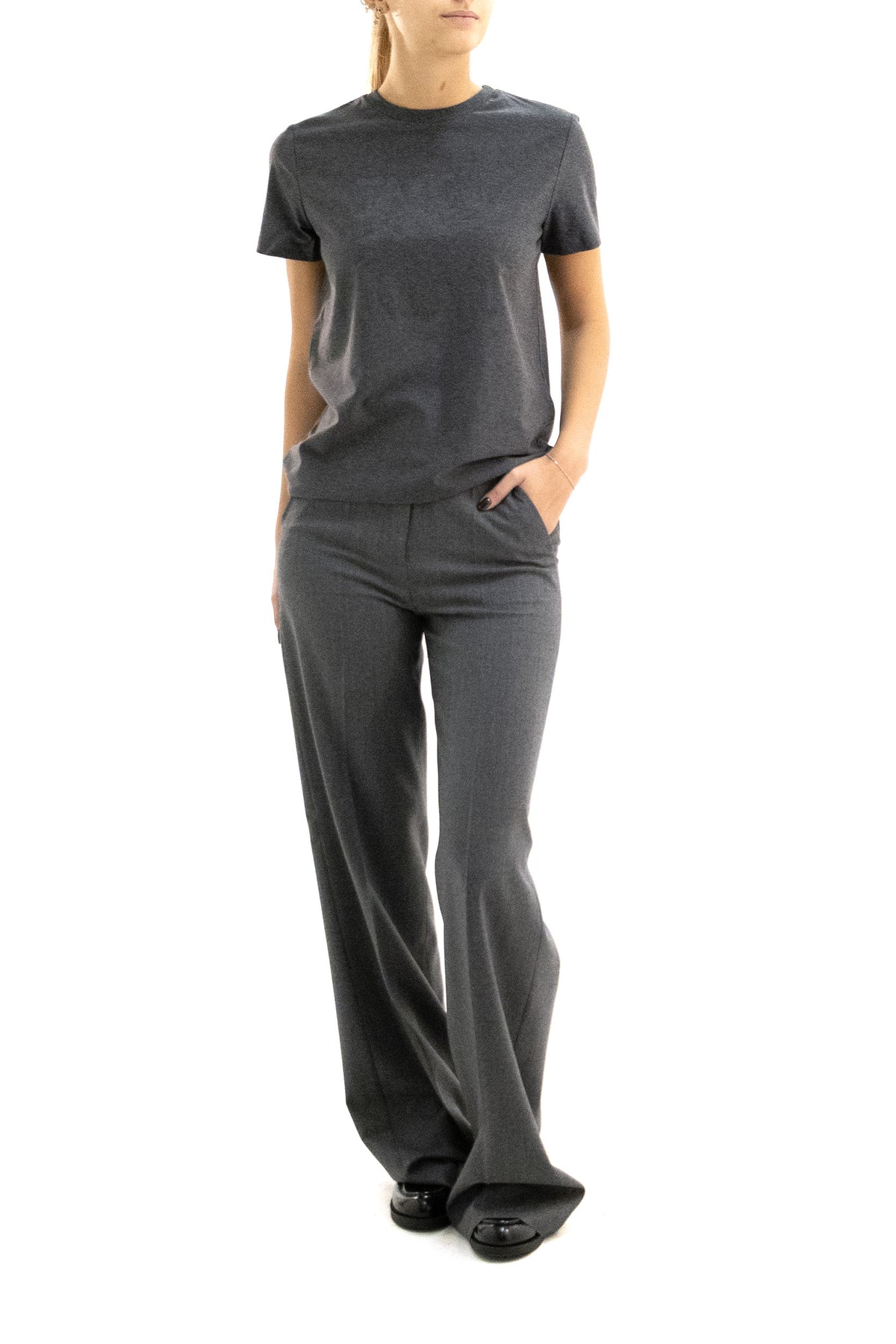 MAX MARA T-shirt in cotone di colore grigio, vista 2