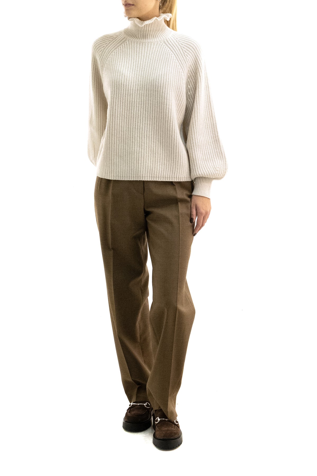 MAX MARA Pullover in lana e cachemire di colore beige, vista 2