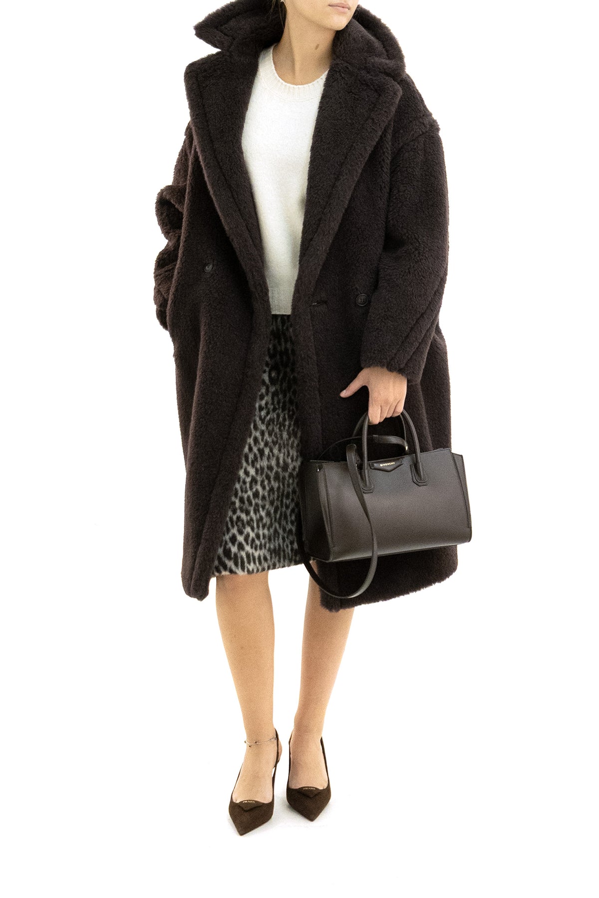 MAX MARA Cappotto Teddy in alpaca di colore marrone, vista 2