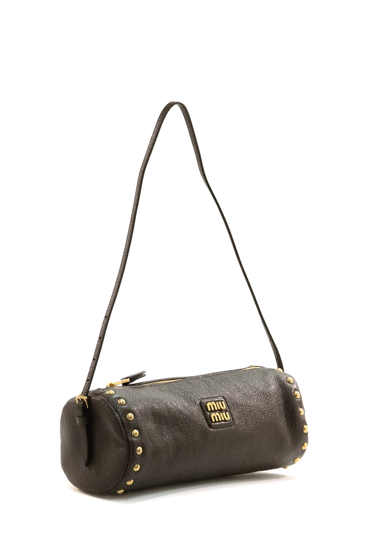 MIU MIU Pouch in pelle di colore marrone, vista 2